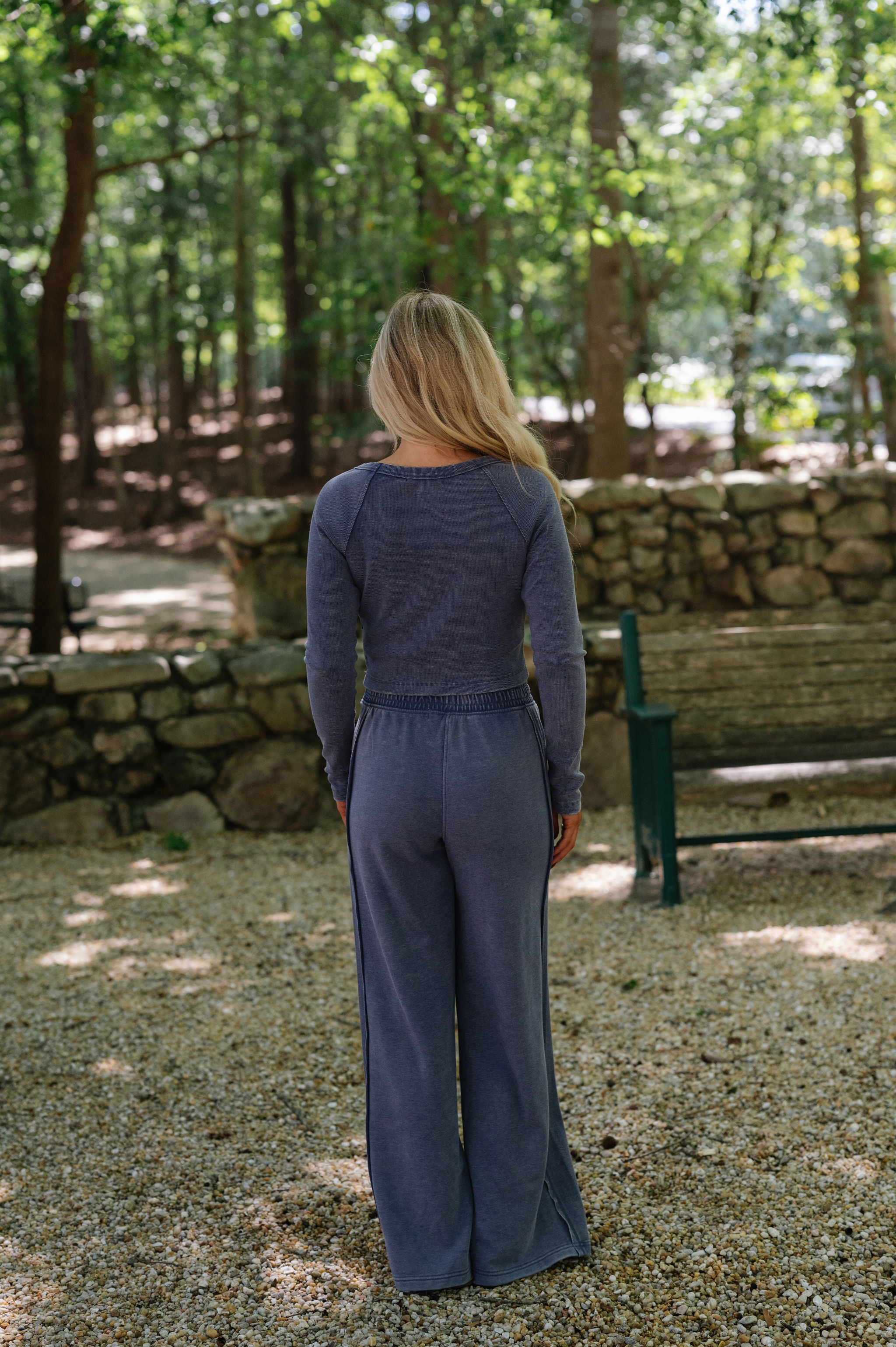 Harleigh Mineral Washed French Terry Set-Navy