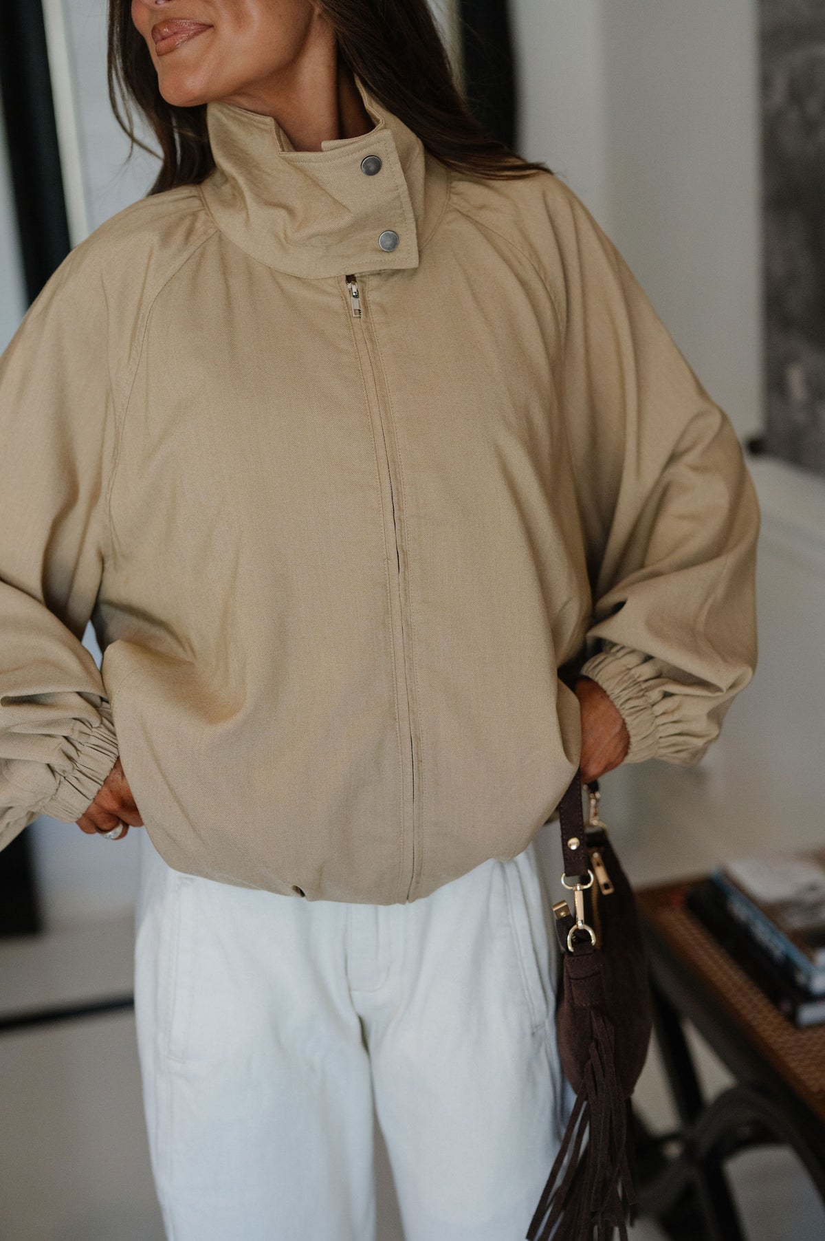 Roxanne Zip-up Jacket-Camel