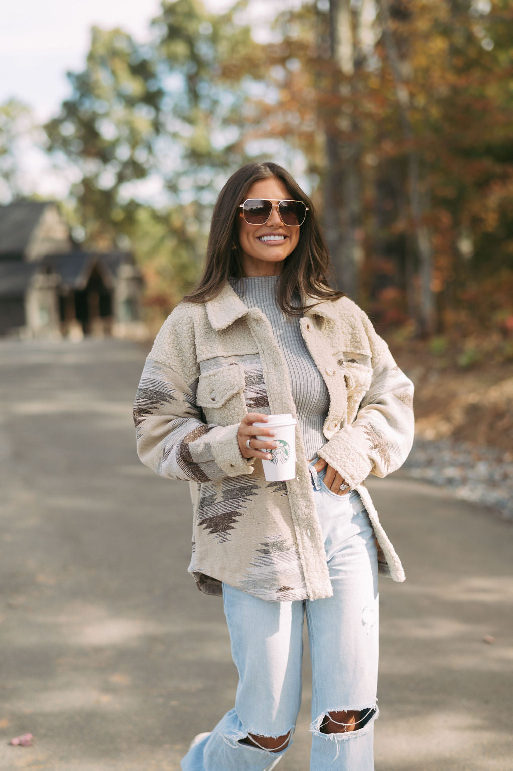 Dawson Aztec Shacket- Mocha