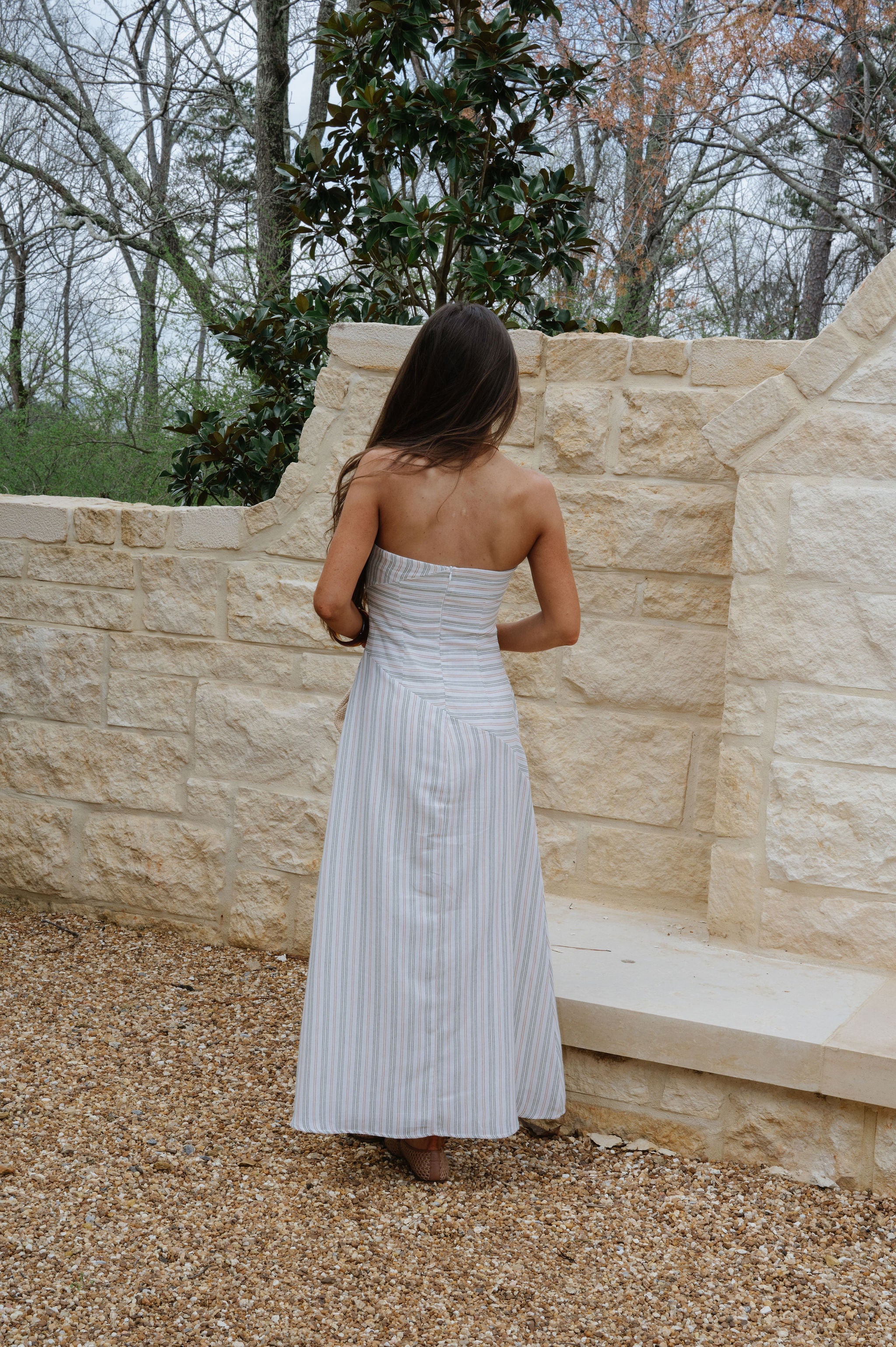 Stripes Strapless Maxi Dress-Multi