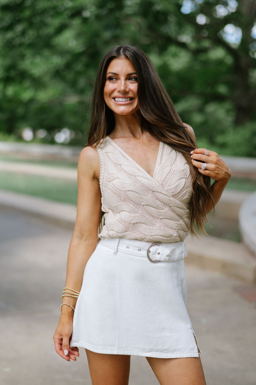 Annie Belted Skirt-Off White