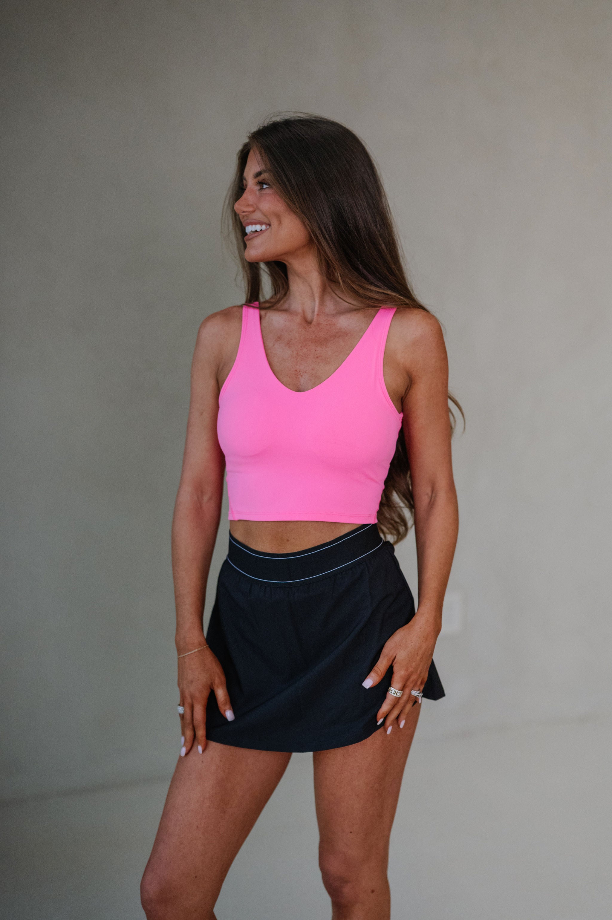 Performance Cropped Tank Top-Hot Pink