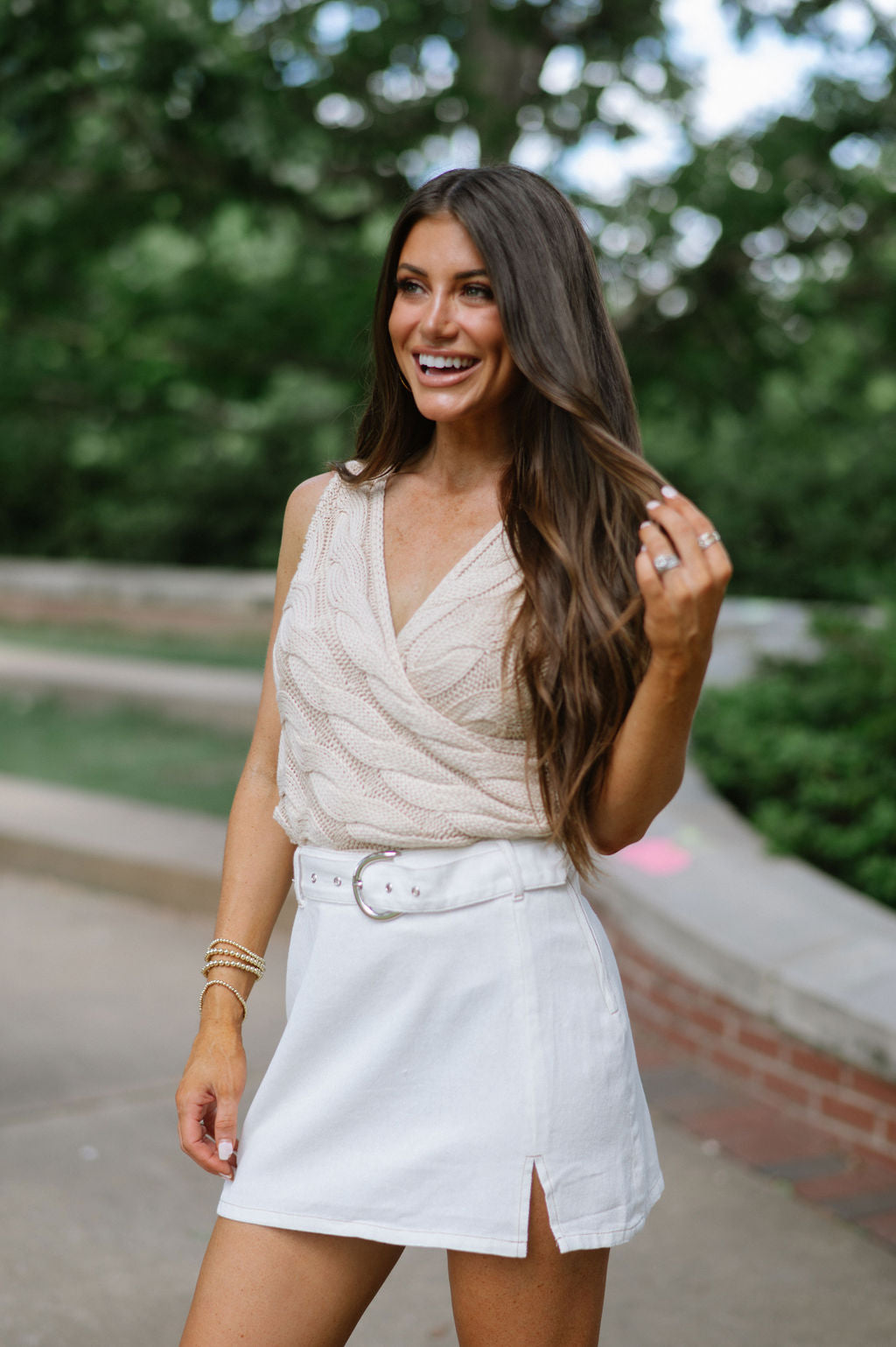 Annie Belted Skirt-Off White