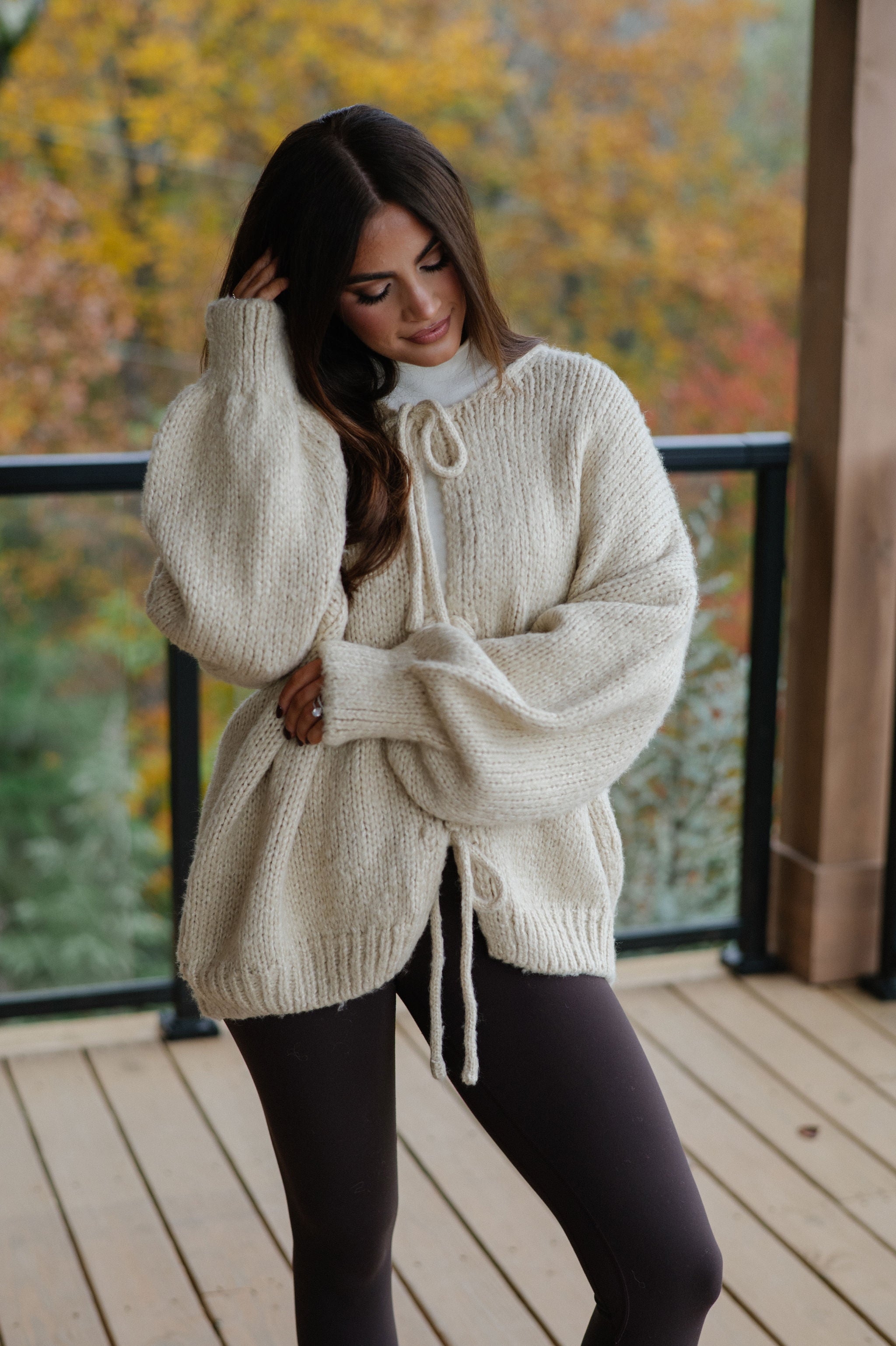 Huntley Tie Cardigan-Light Taupe