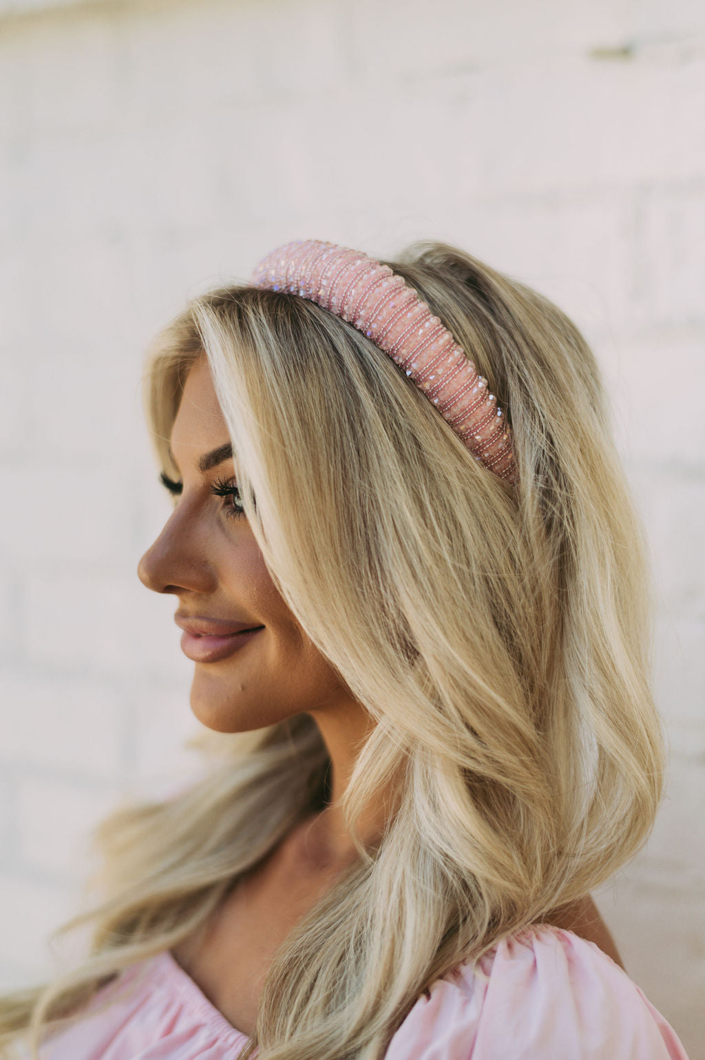 Bead Embellished Headband-Pink