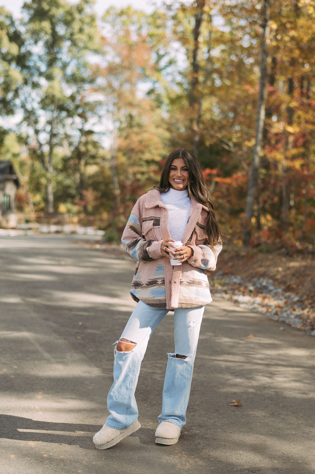 Dawson Aztec Shacket- Blush