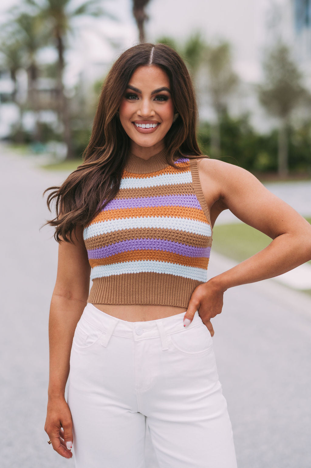 Striped Sleeveless Sweater