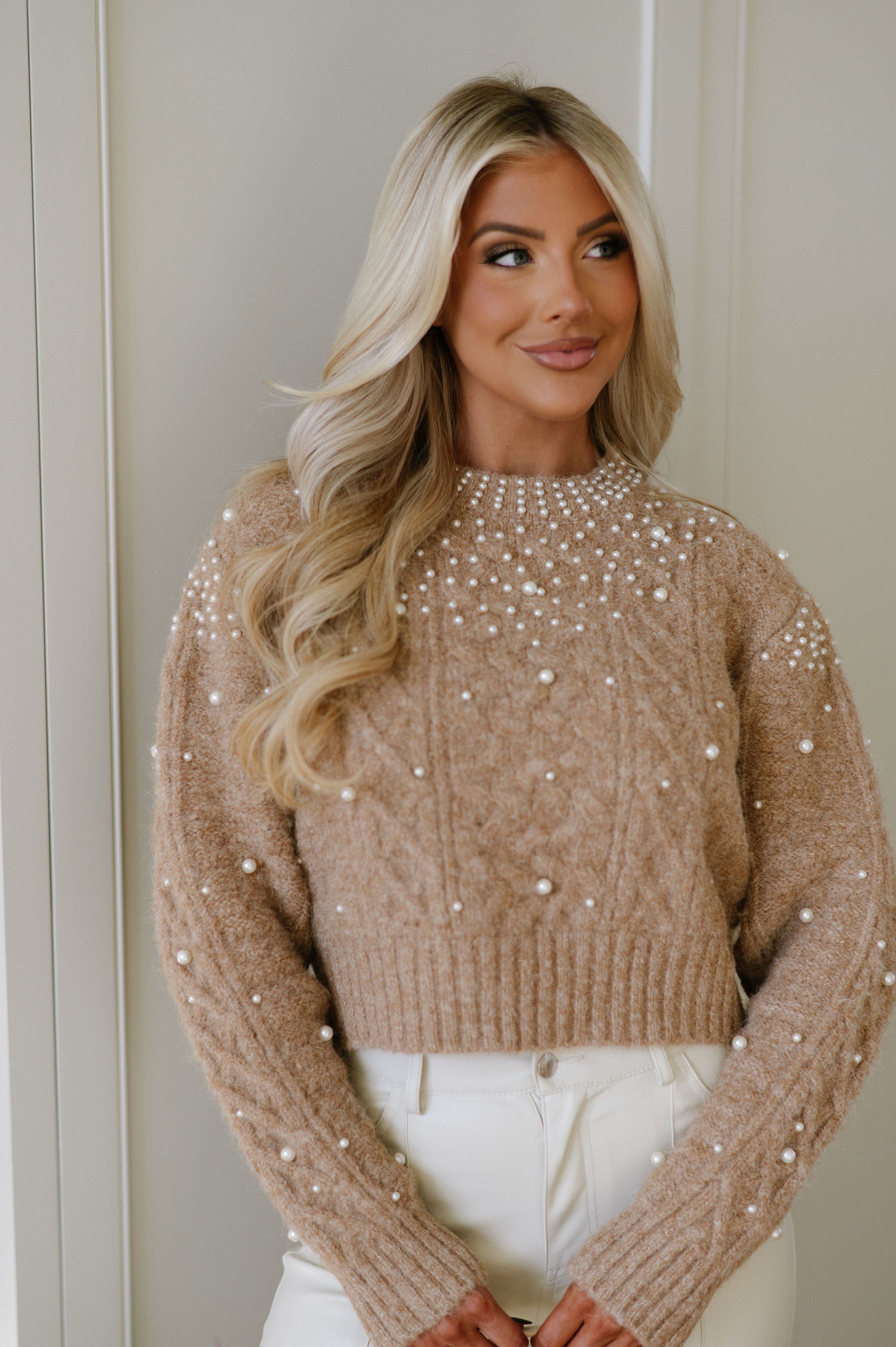 Mocha Pearl Knit Top