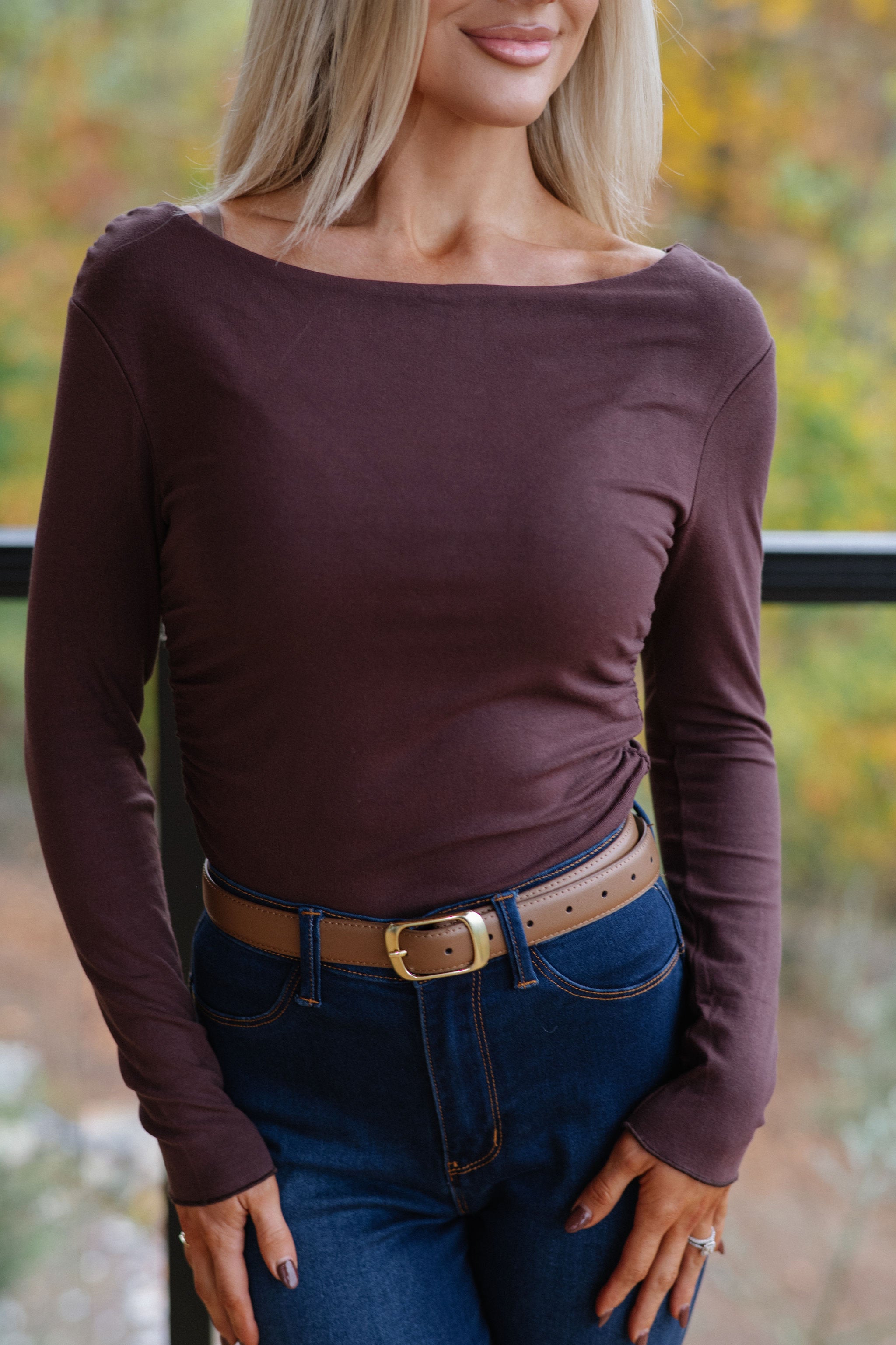 Hazel Boatneck Top-Brown