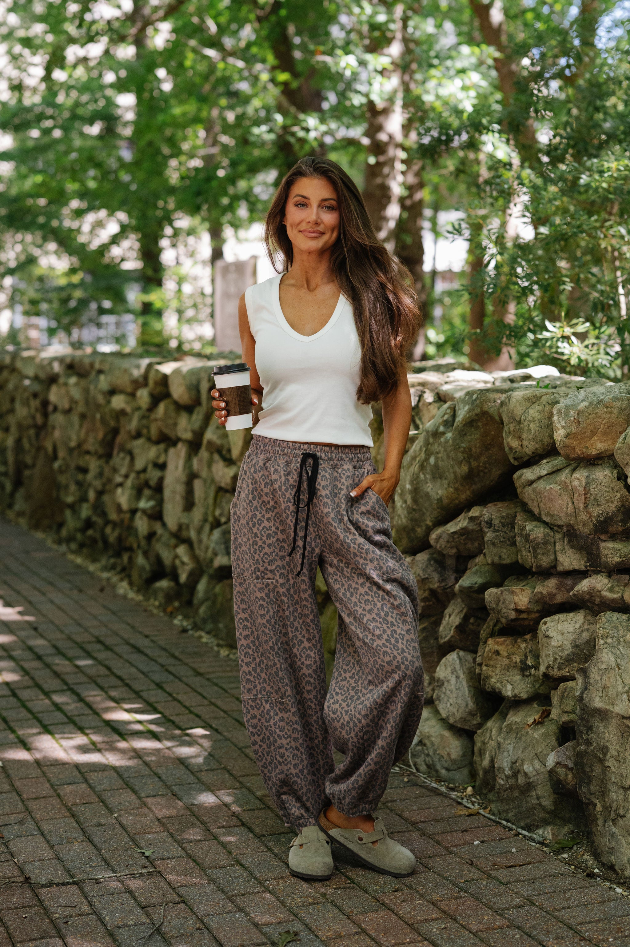 Juda Printed Sweatpants-Chocolate/Black