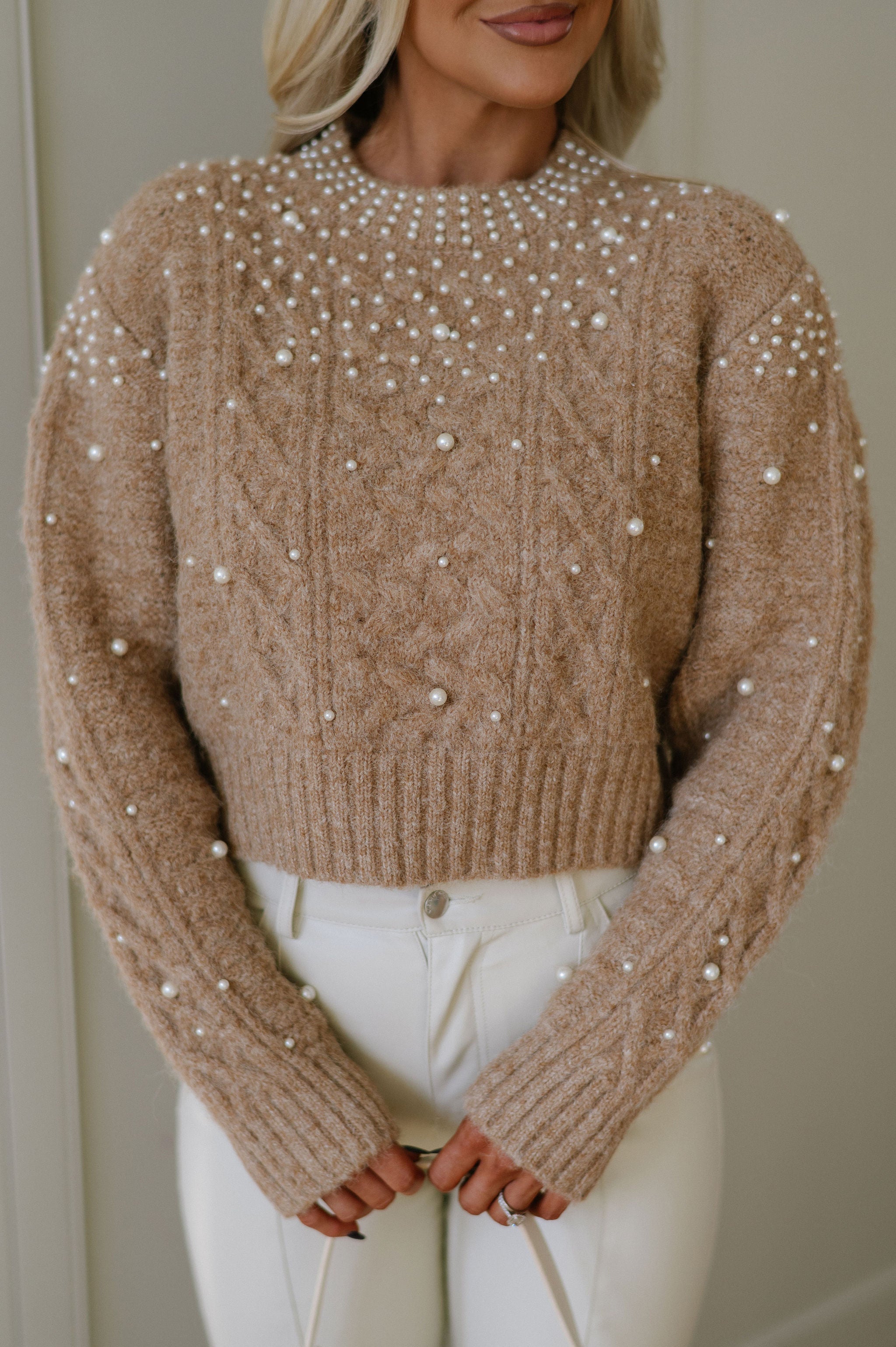 Mocha Pearl Knit Top