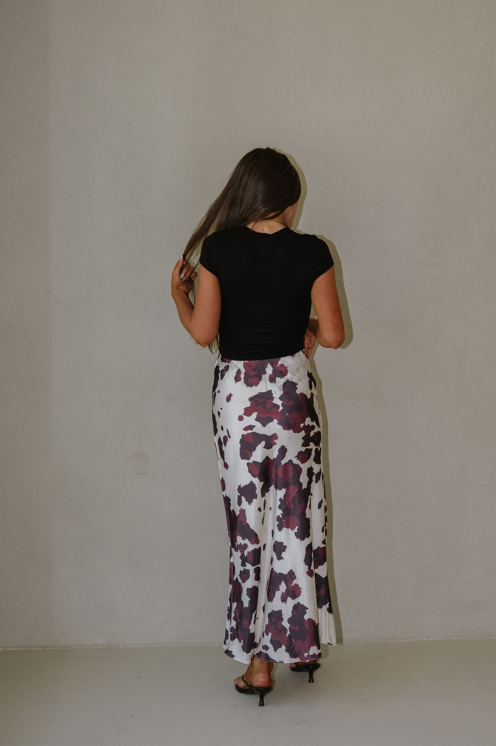 Animal Print Midi Skirt-Cream