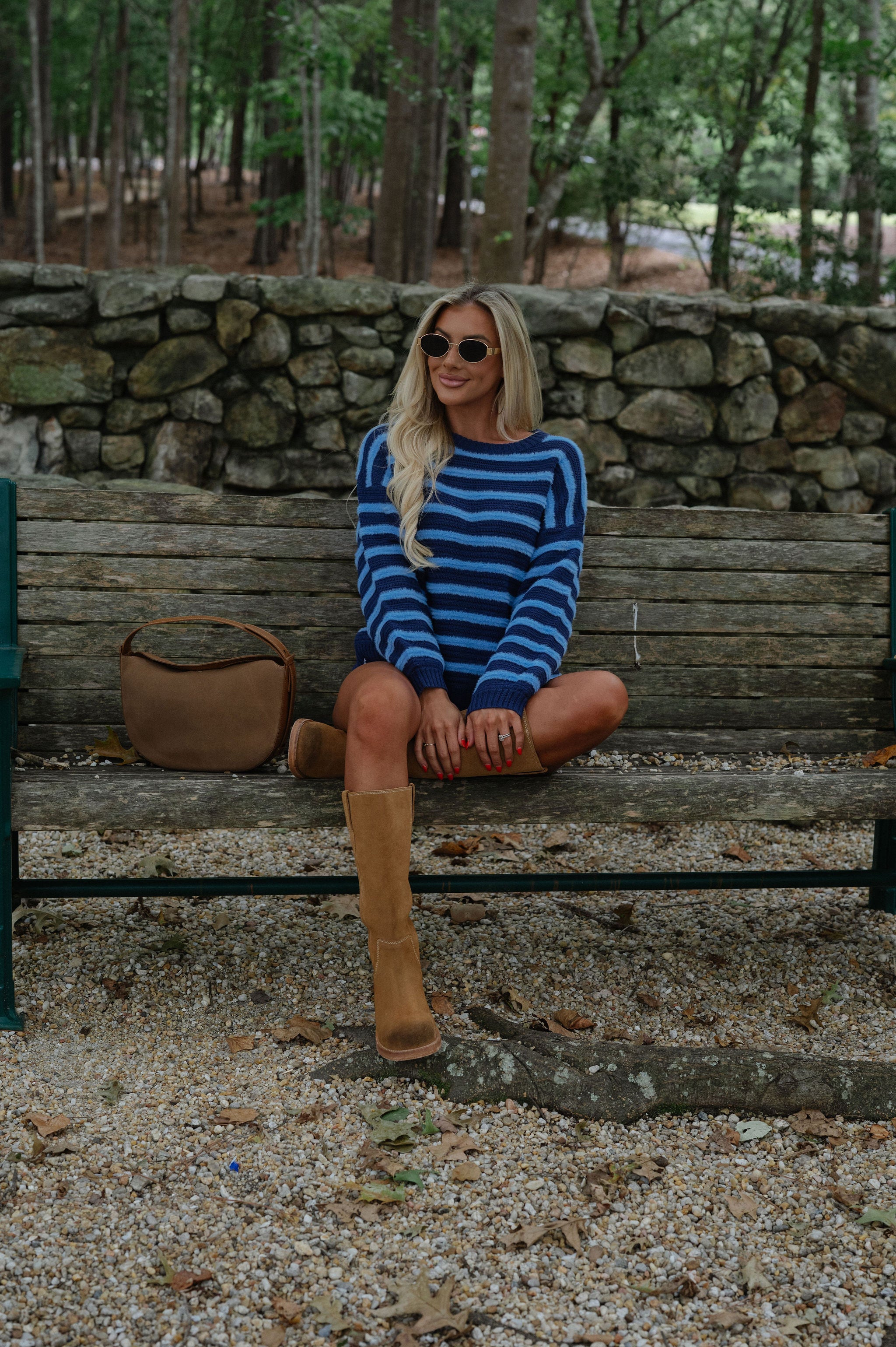 Benny Ribbed Striped Sweater-Navy/Blue