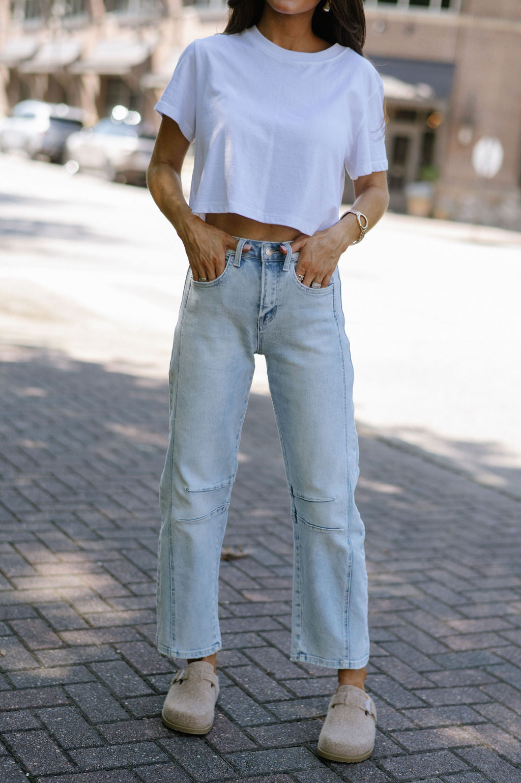 High Rise Barrel Jeans-Light Denim