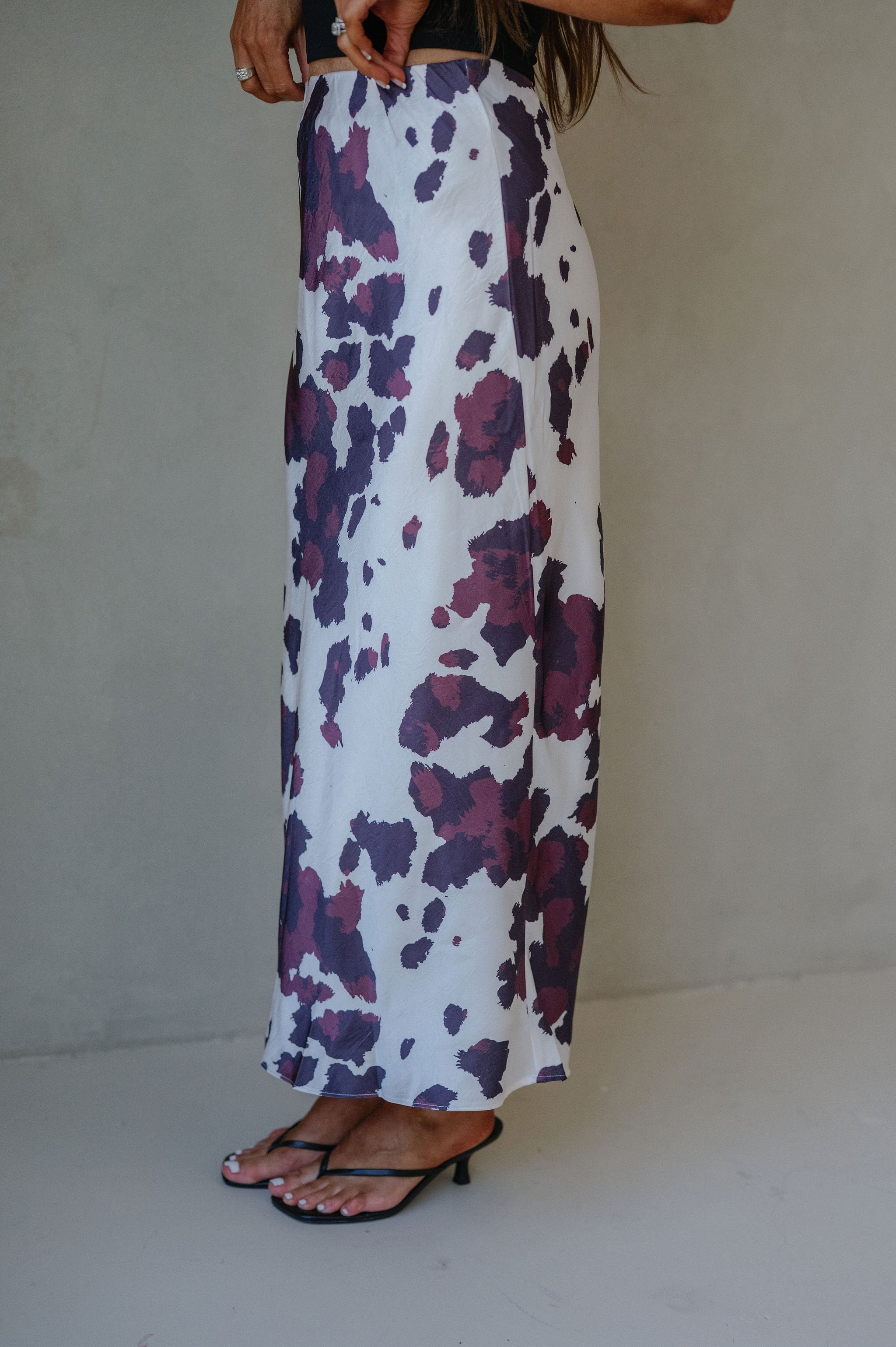 Animal Print Midi Skirt-Cream