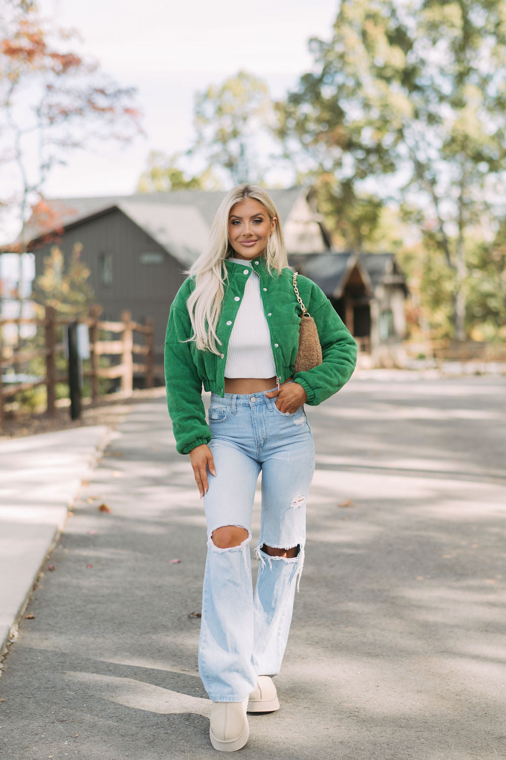 Sutton Corduroy Puffer- Green