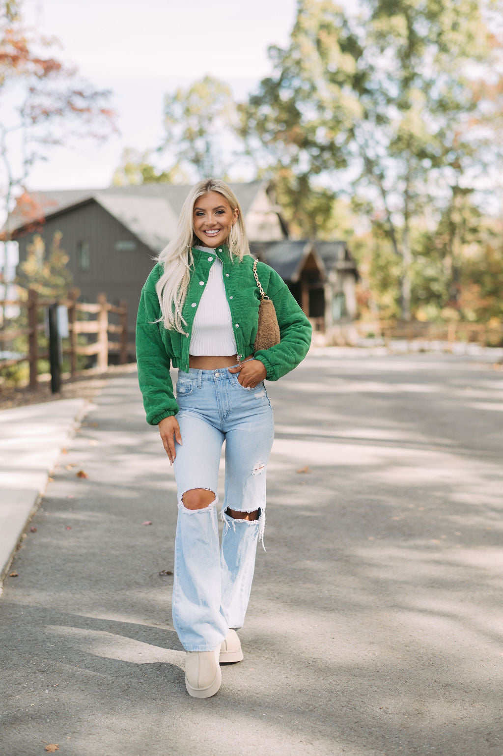 Sutton Corduroy Puffer- Green