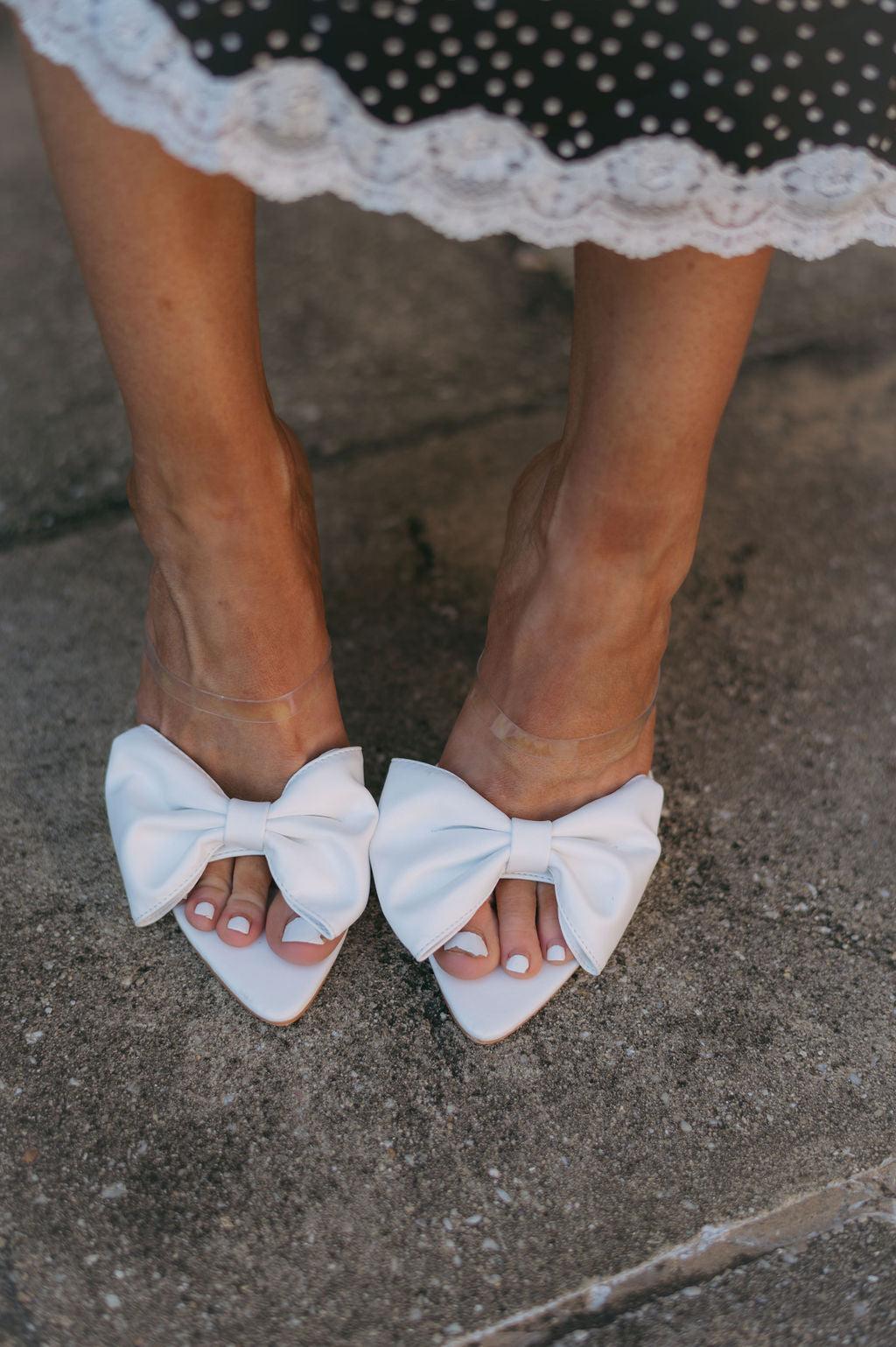 Christal Bow Heel- White