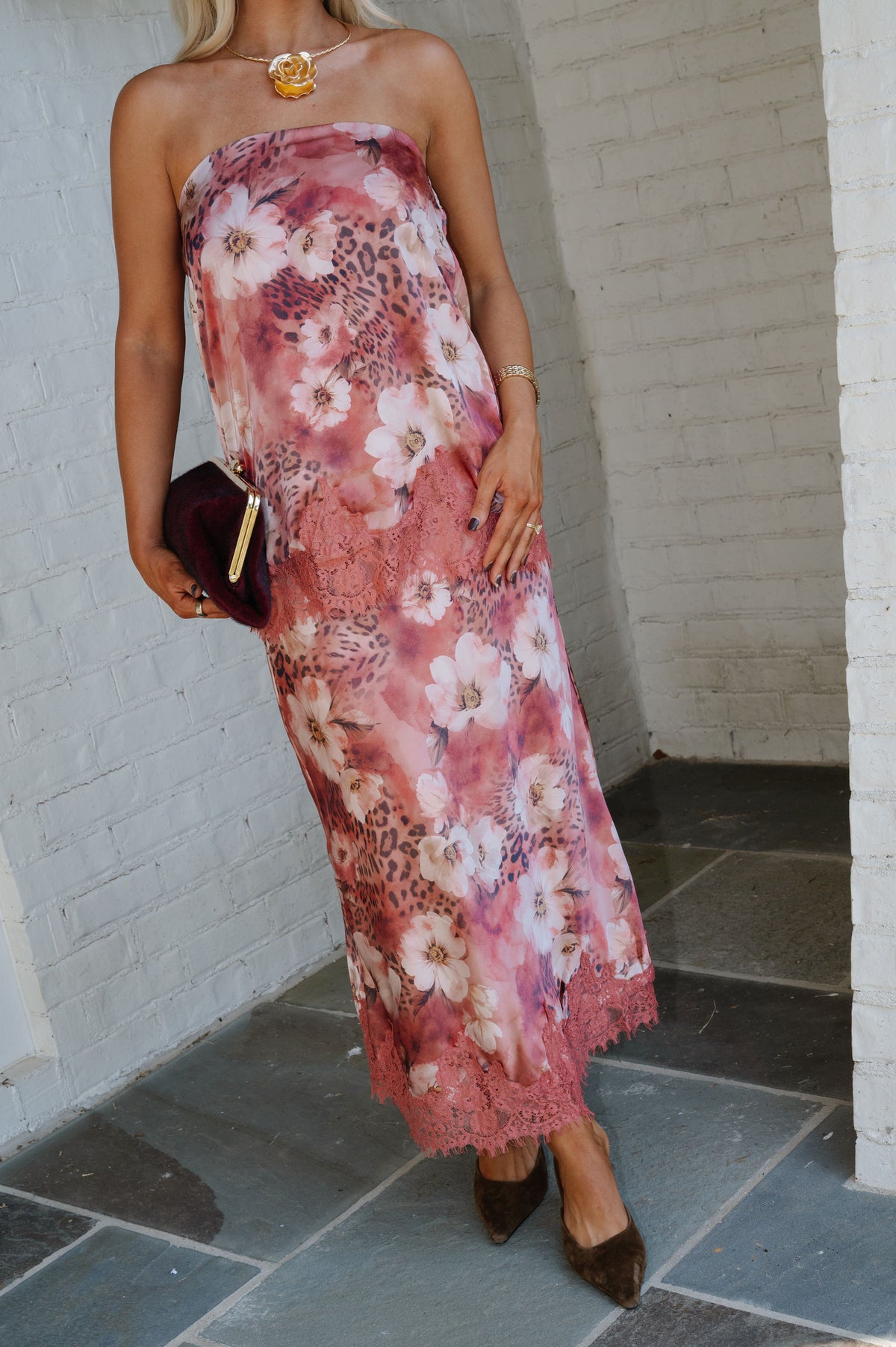 Joy Floral Maxi Skirt Set-Rust
