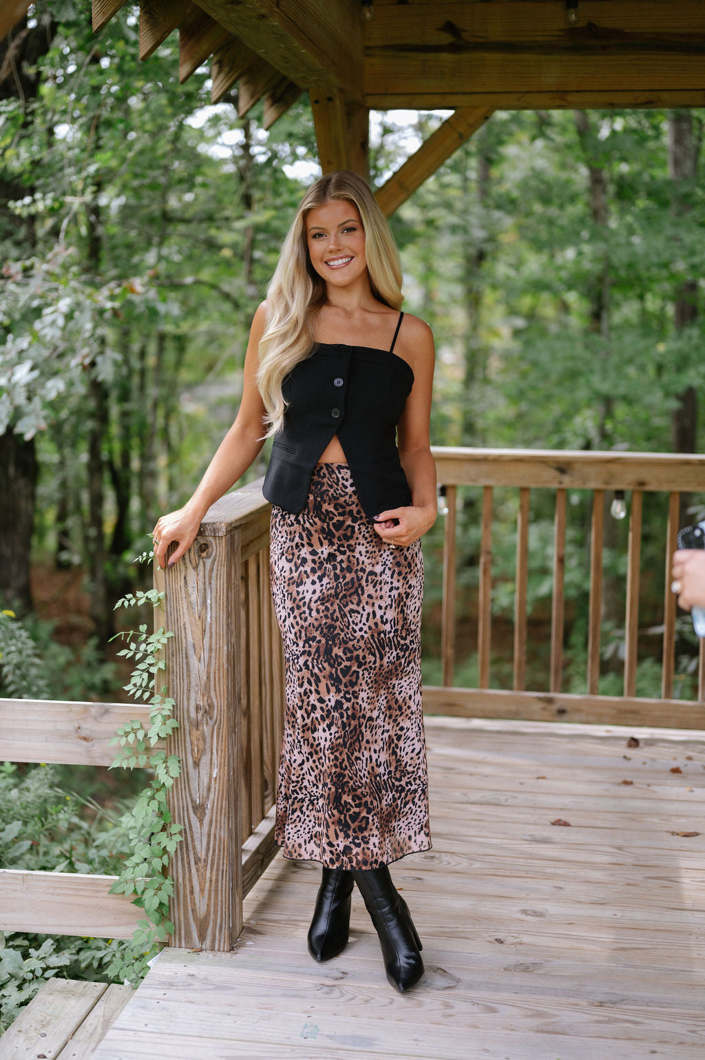 Haven Mesh Midi Skirt-Leopard