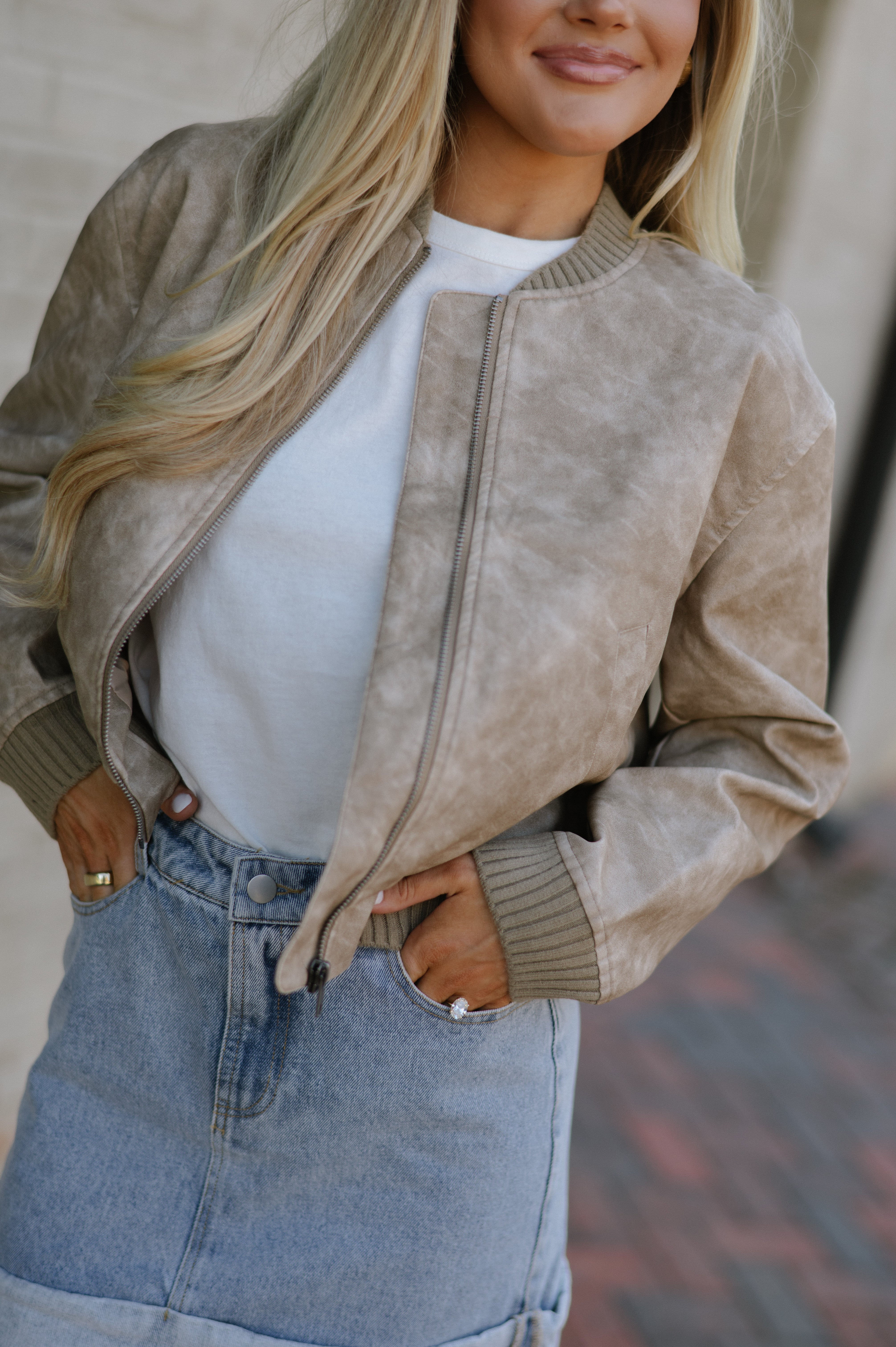 Parks Leather Jacket-Sand