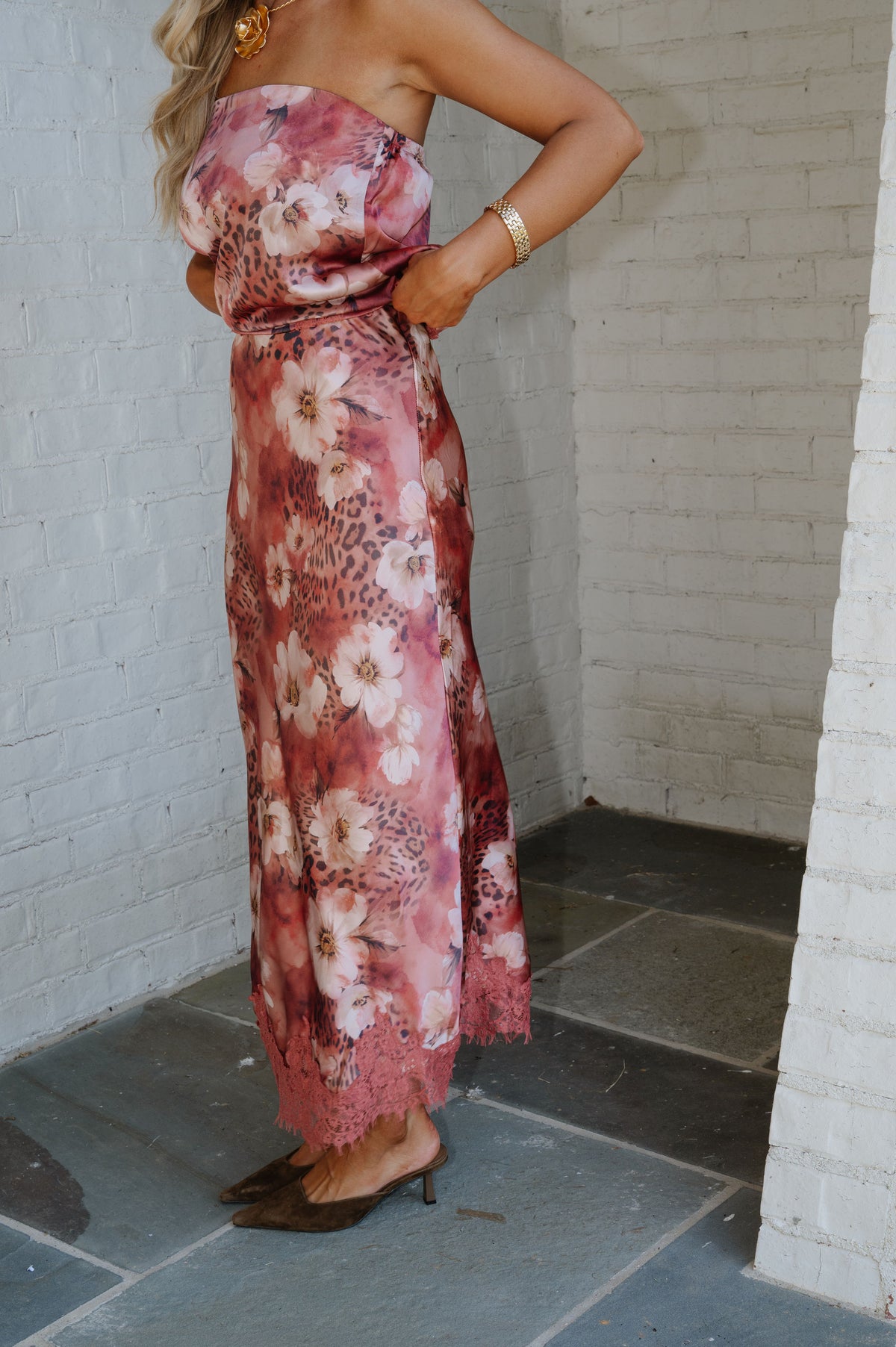 Joy Floral Maxi Skirt Set-Rust