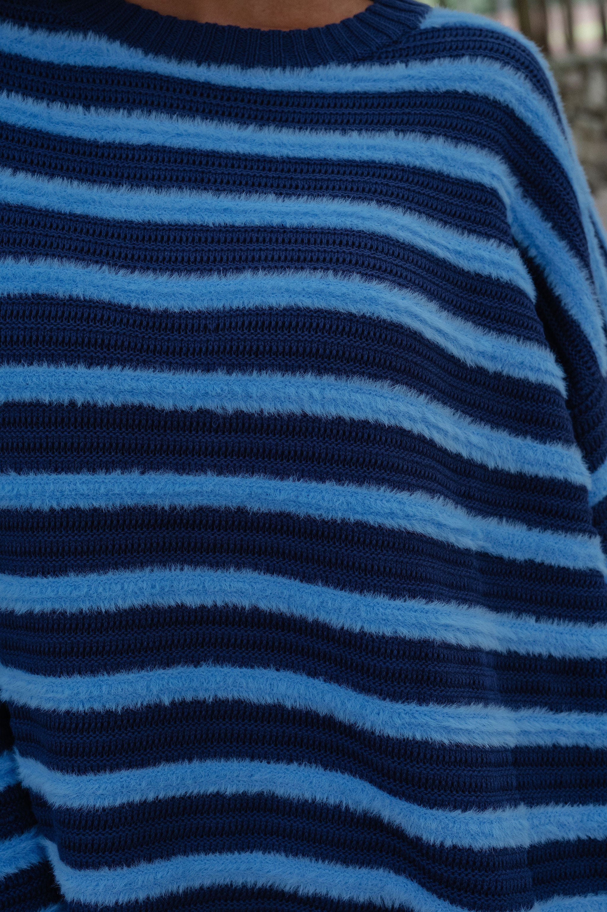 Benny Ribbed Striped Sweater-Navy/Blue