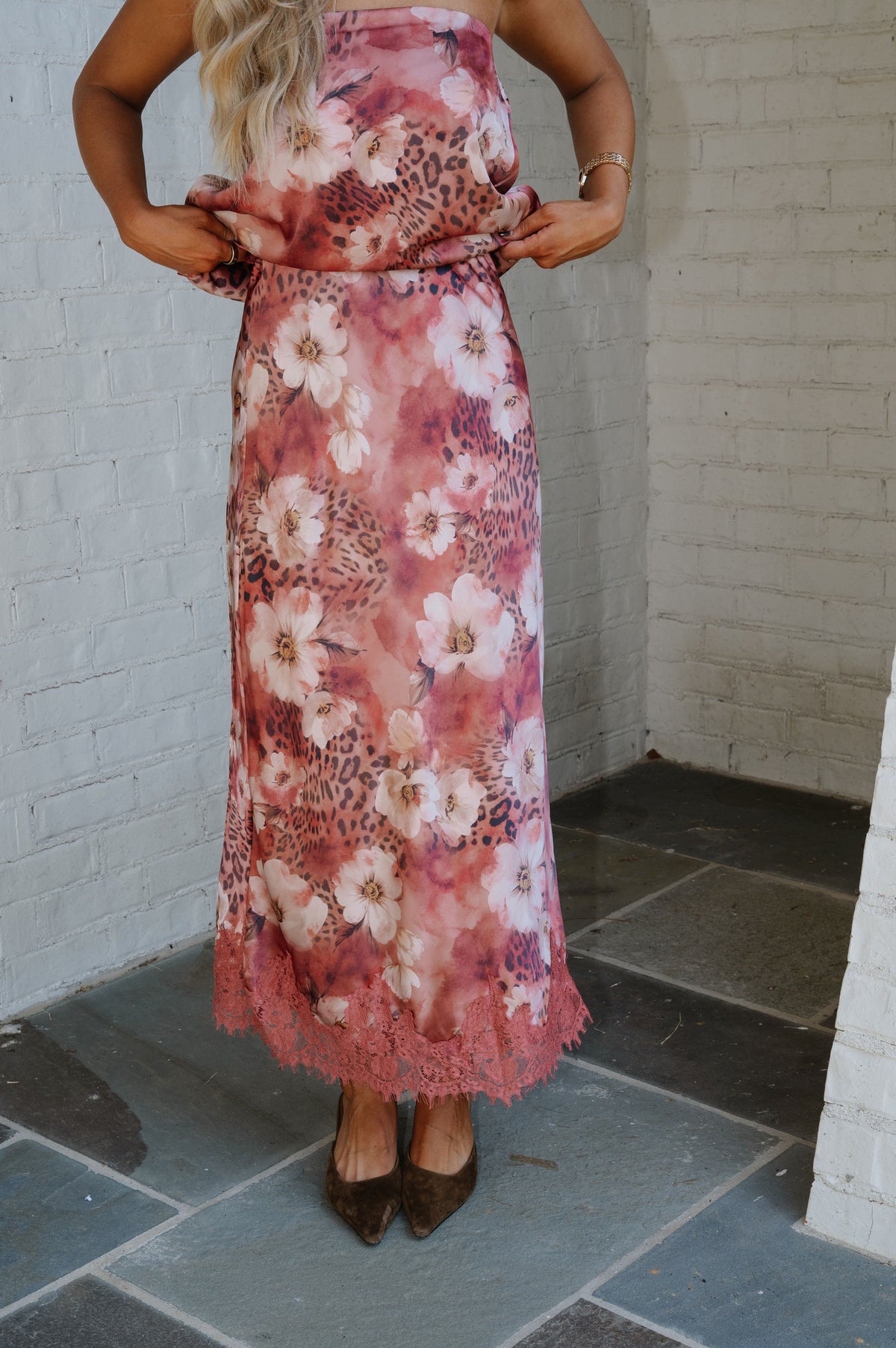 Joy Floral Maxi Skirt Set-Rust
