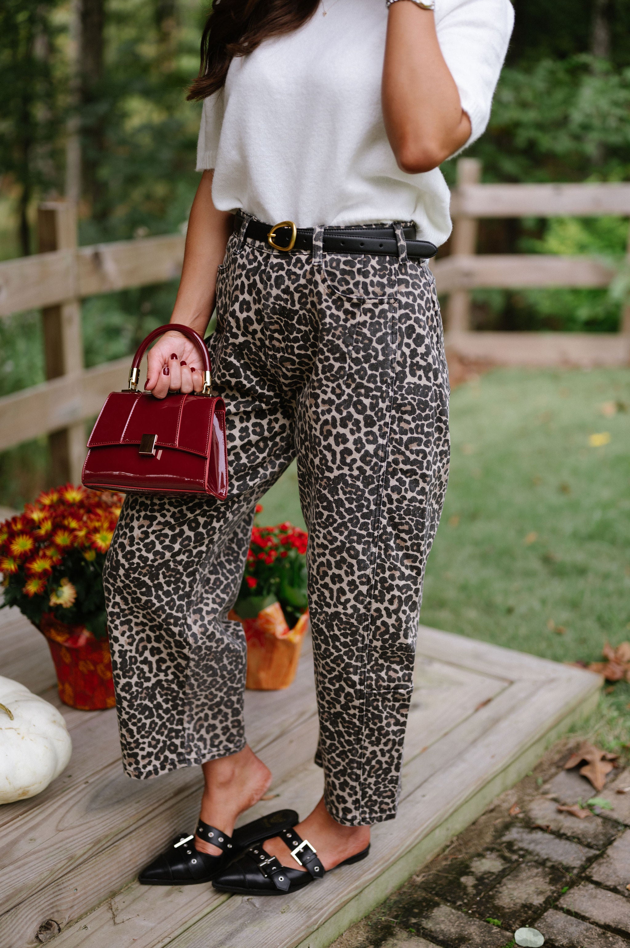 Leopard Print Barrel Pants