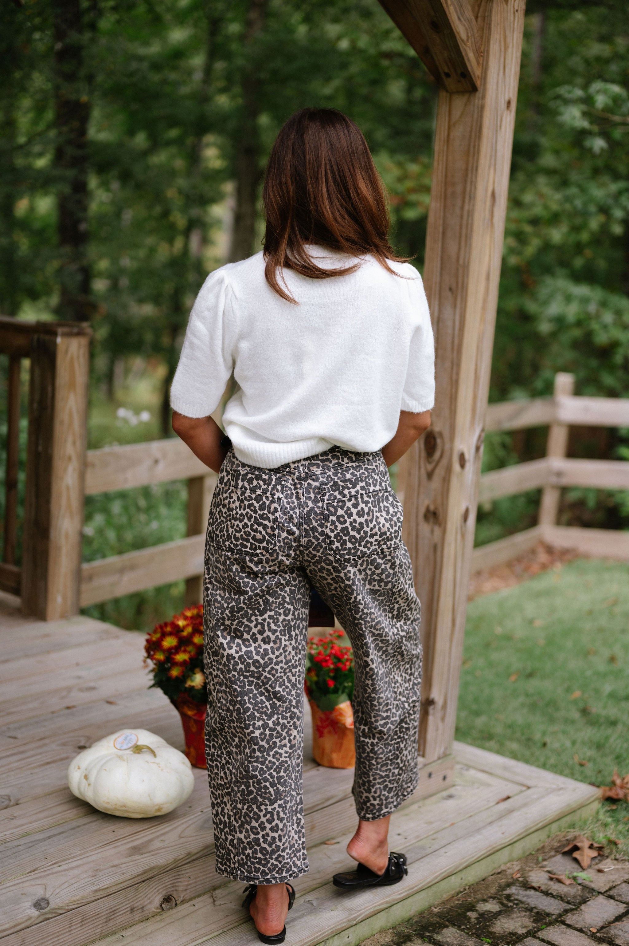 Leopard Print Barrel Pants