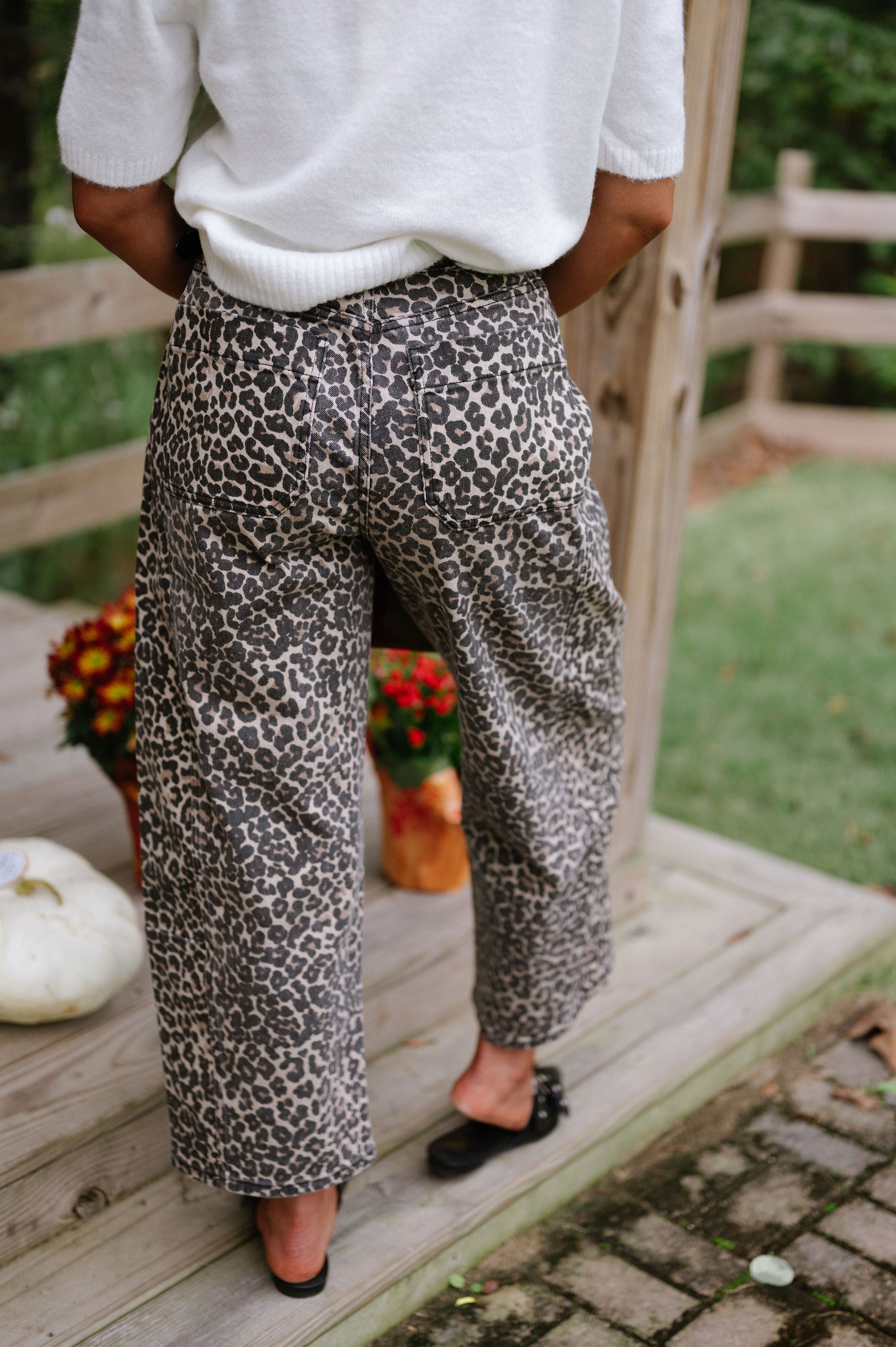 Leopard Print Barrel Pants