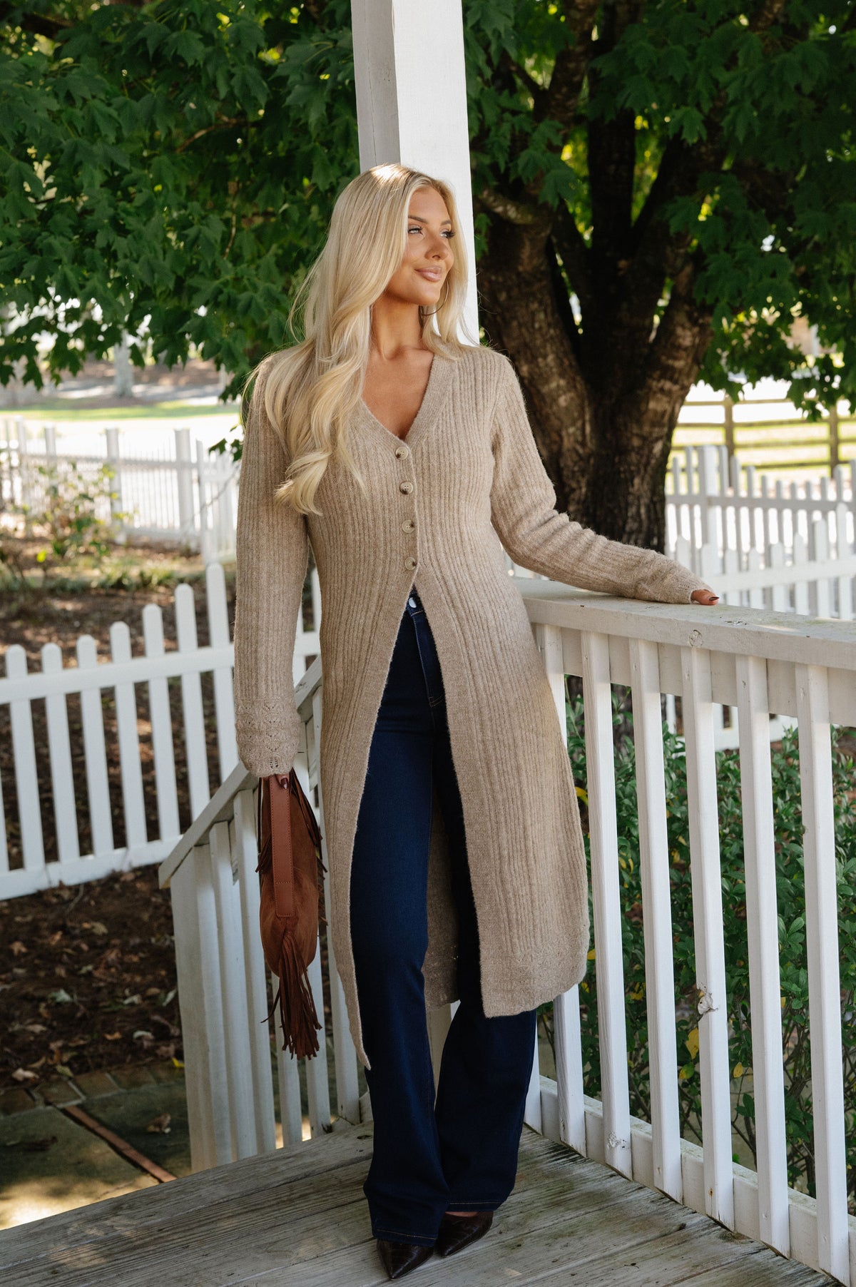 Mia Knit Cardigan-Taupe