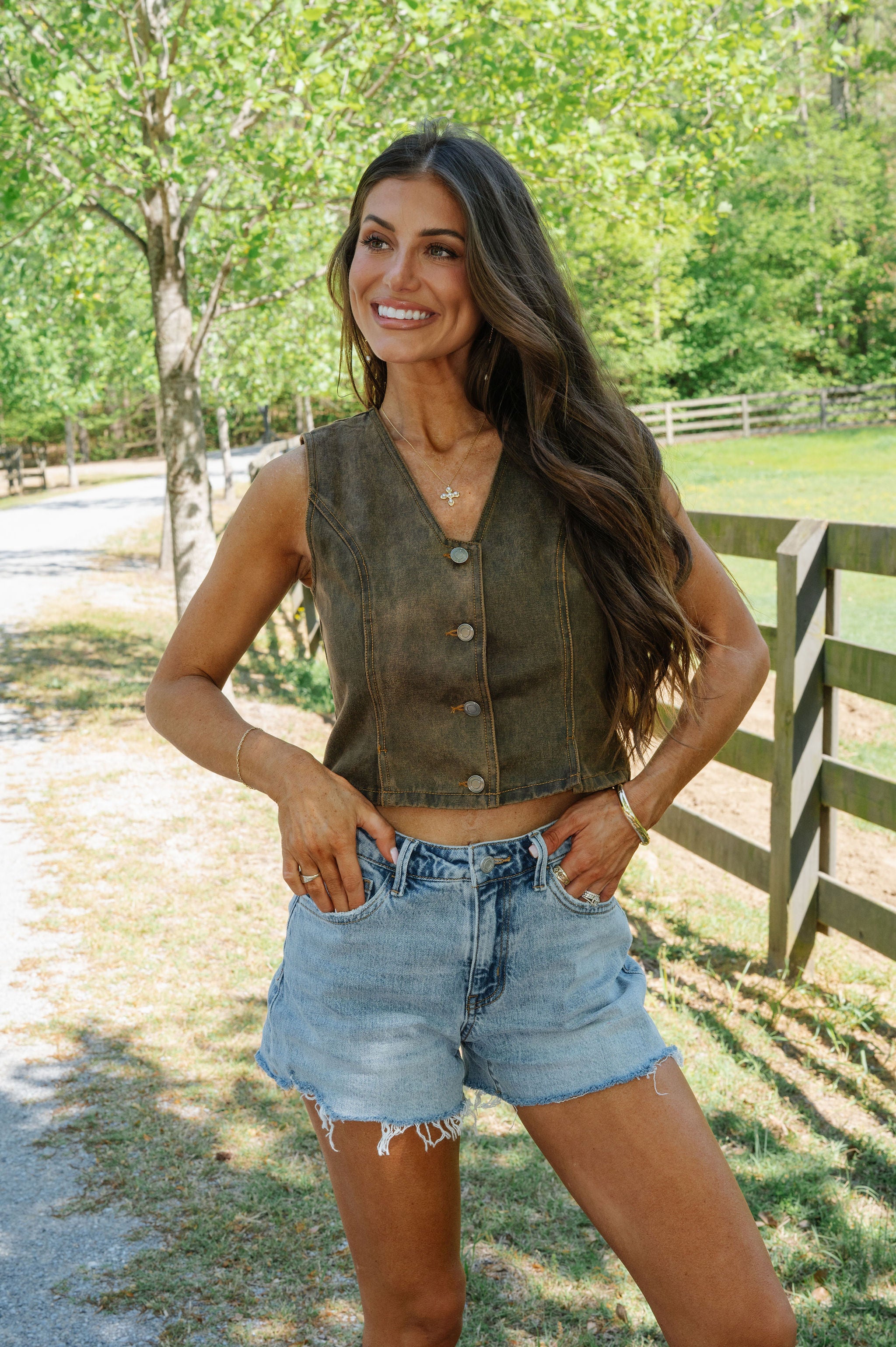 Bridget Paneled Vest-Dark Taupe