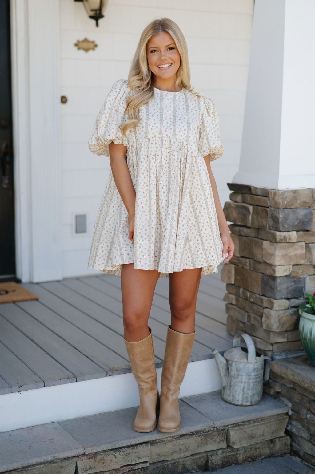 Layla Bow Dress-Cream