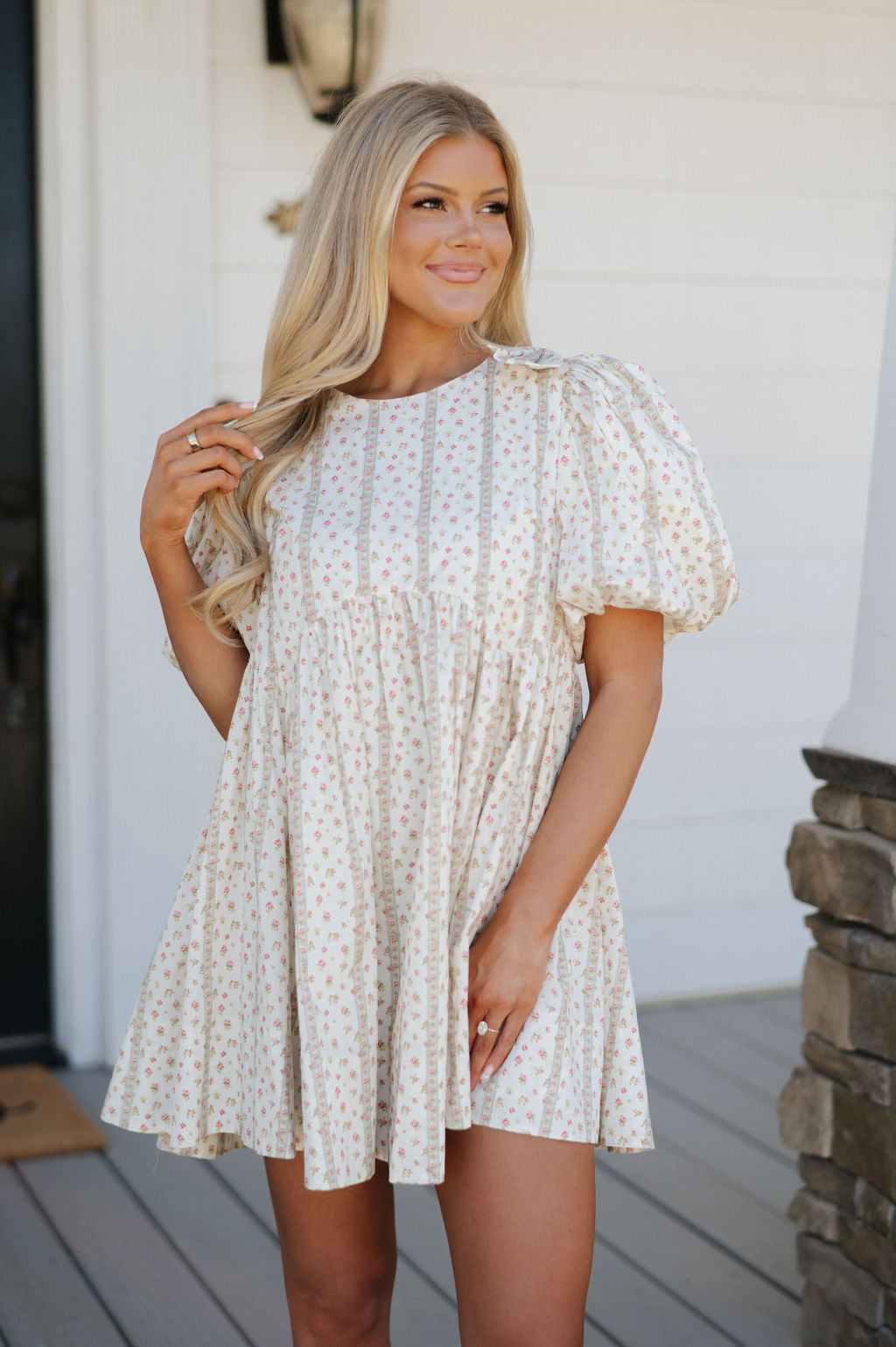 Layla Bow Dress-Cream