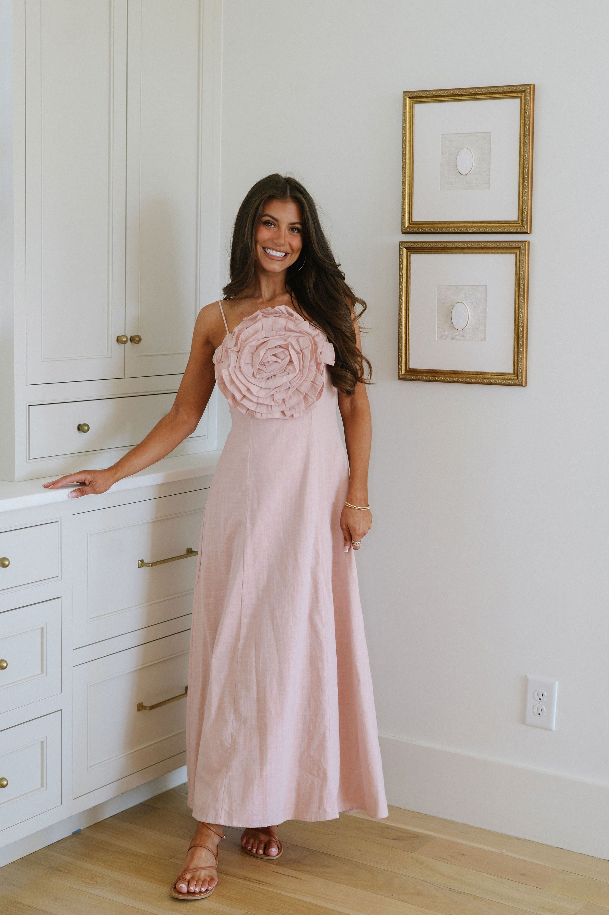 Lillian Statement Maxi Dress-Blush