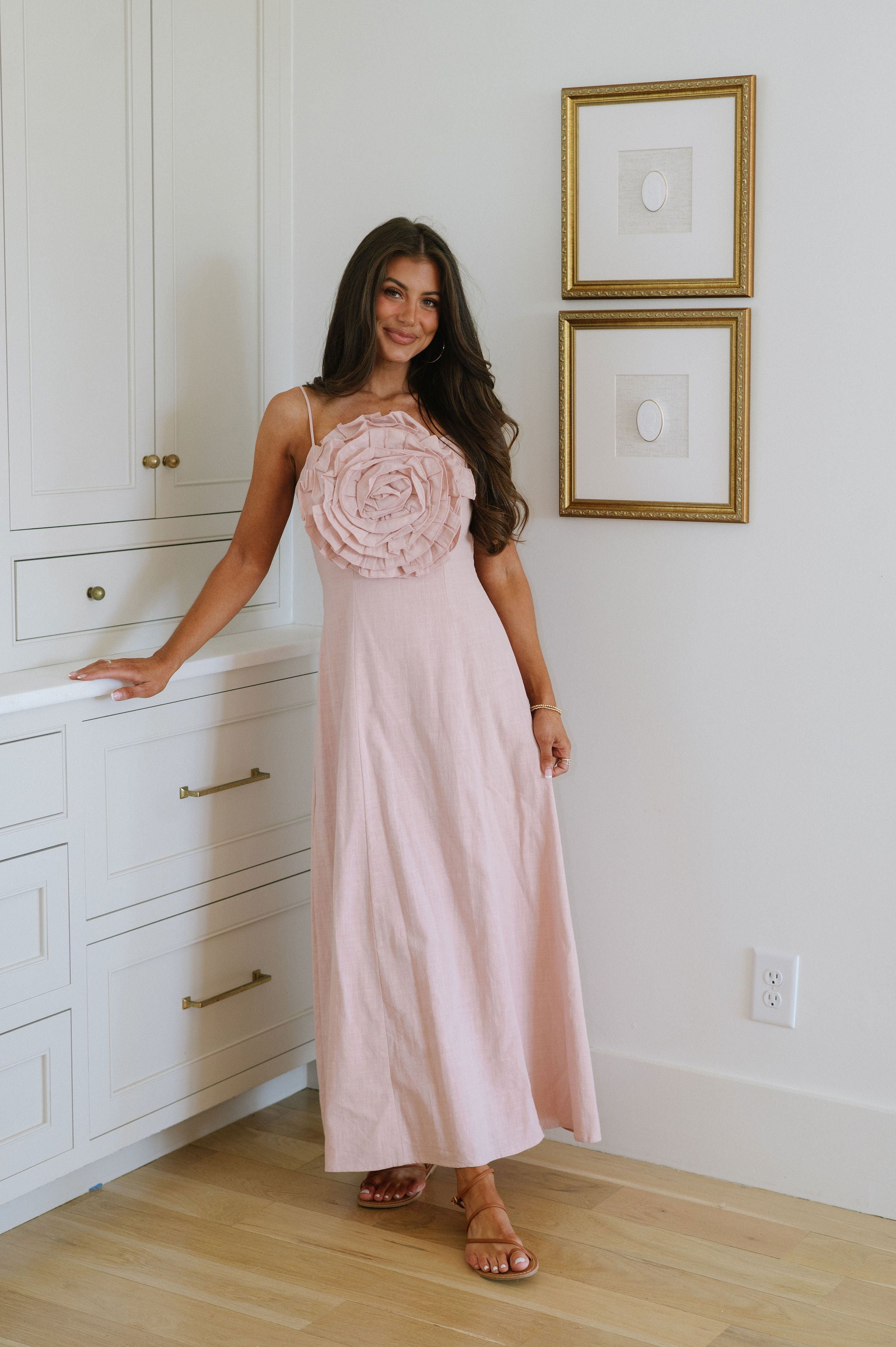 Lillian Statement Maxi Dress-Blush