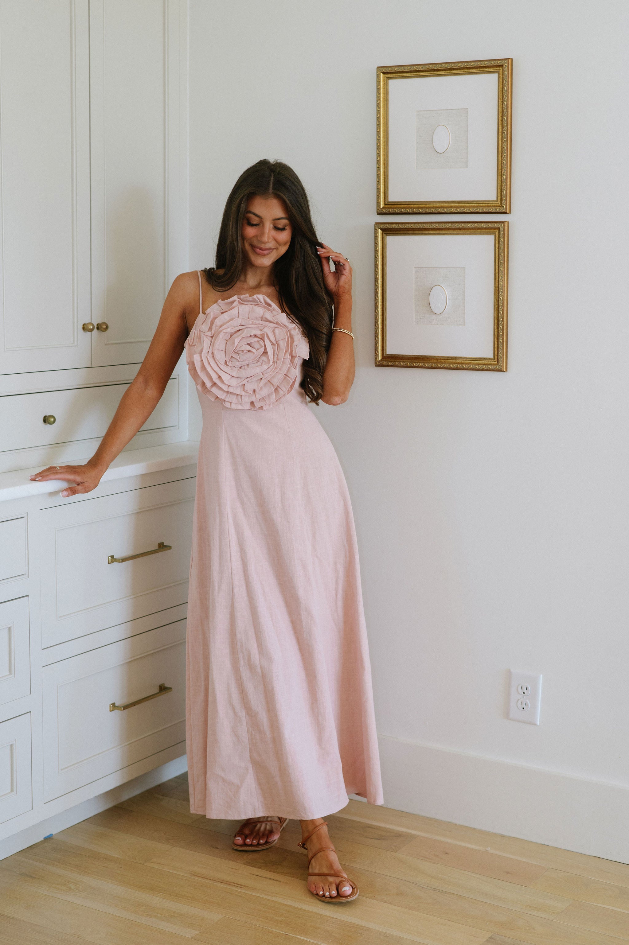 Lillian Statement Maxi Dress-Blush