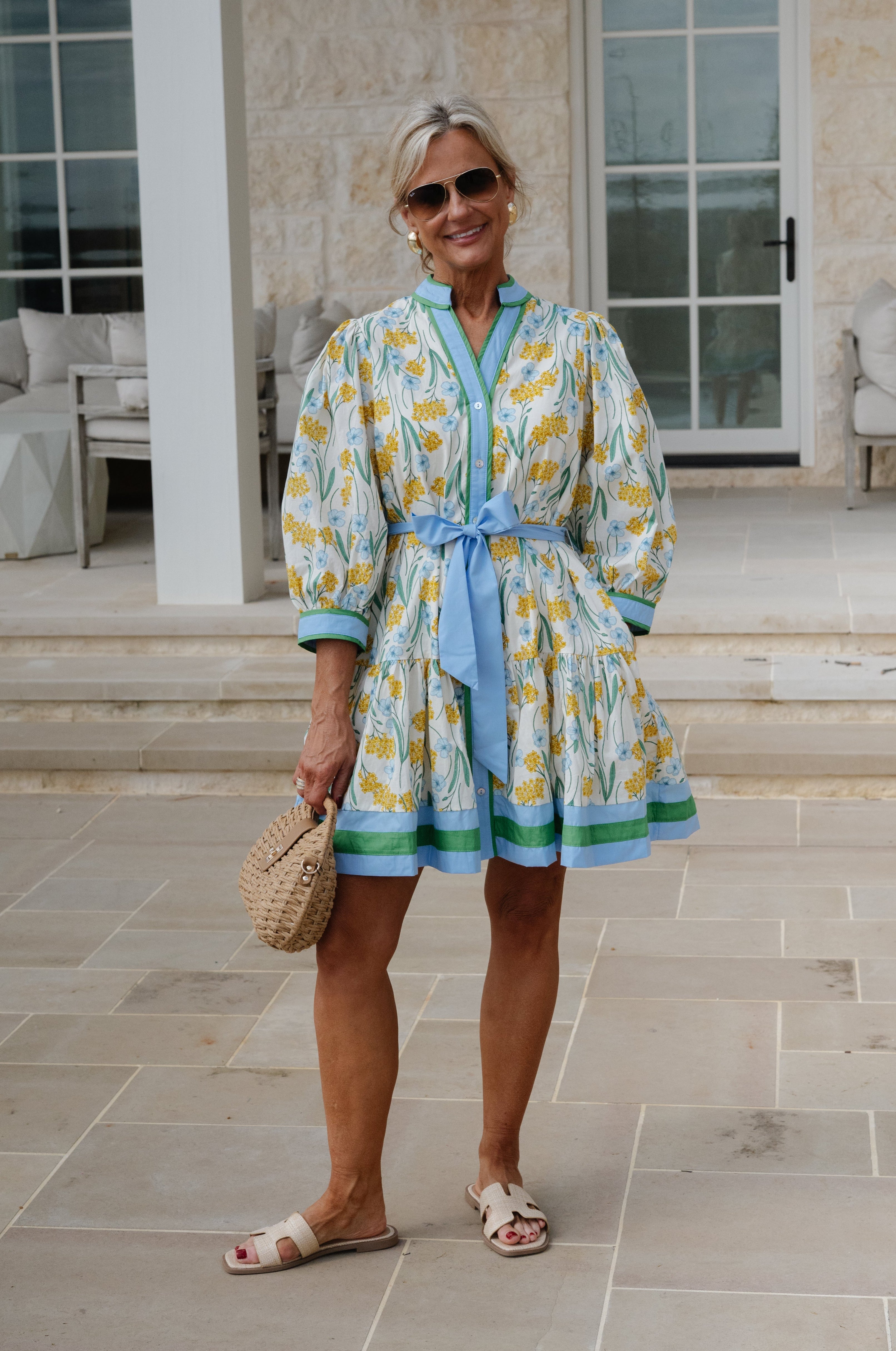 Garden Blooms Mini Dress- Cream/Multi