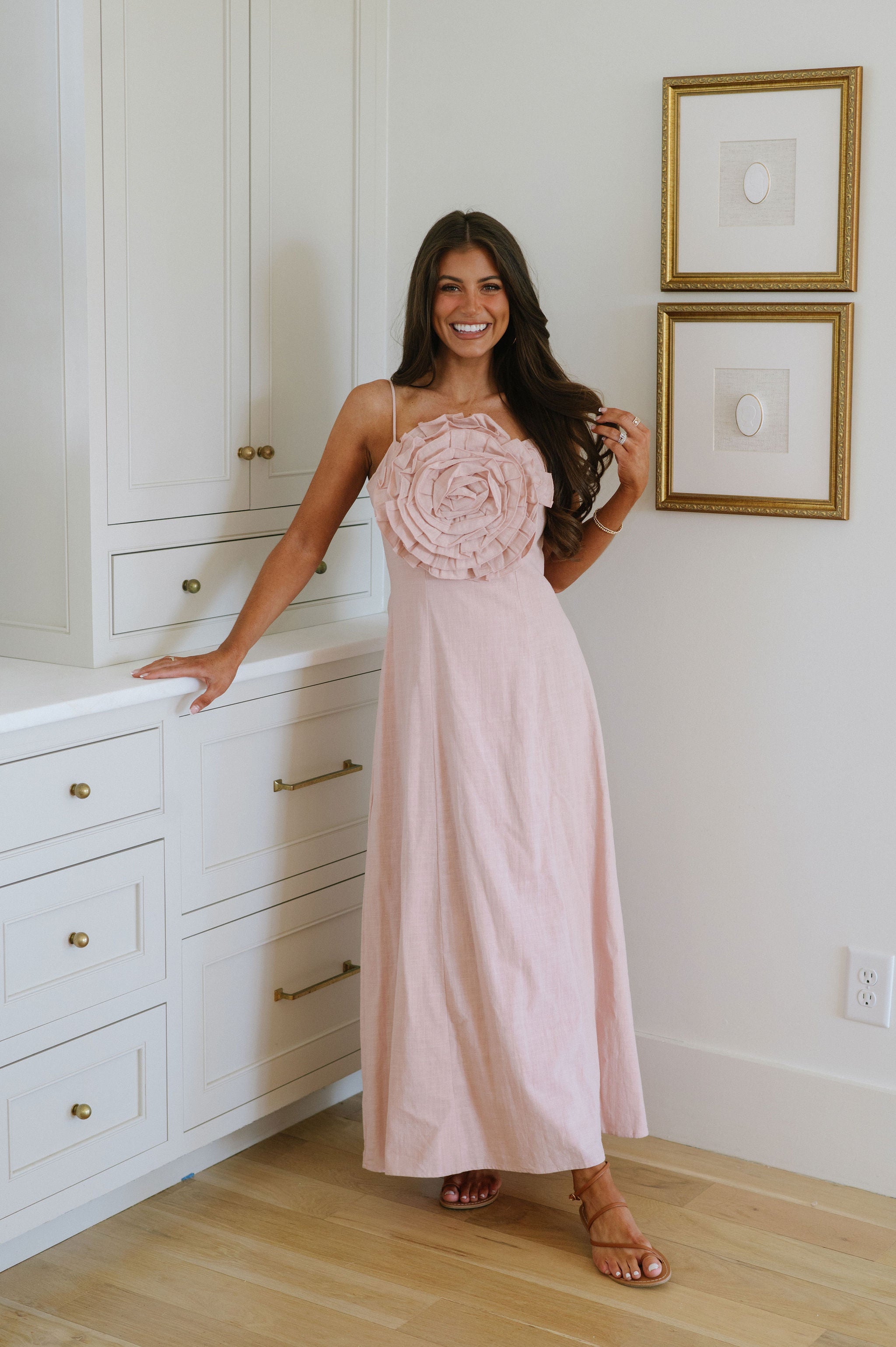 Lillian Statement Maxi Dress-Blush