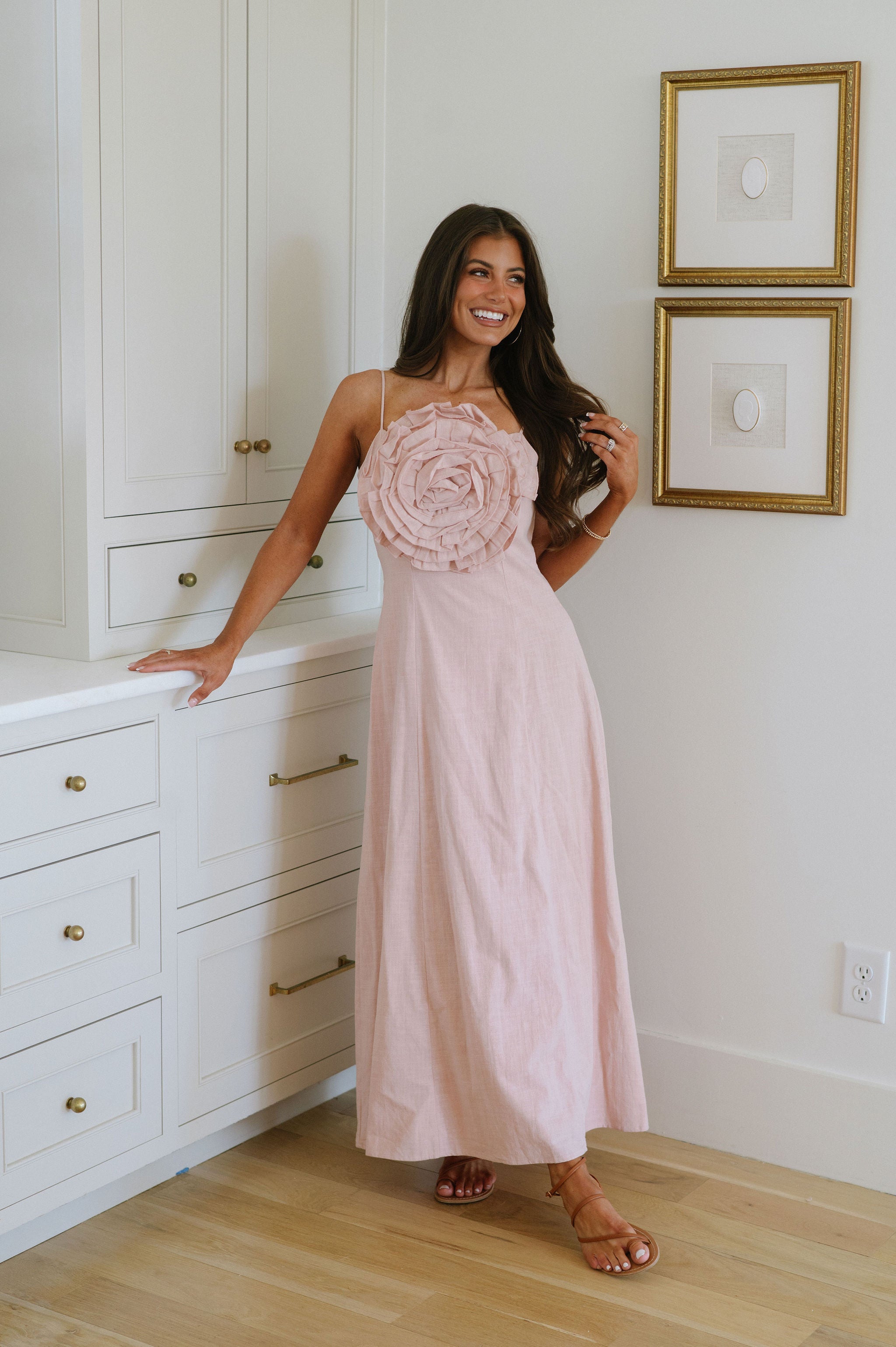 Lillian Statement Maxi Dress-Blush