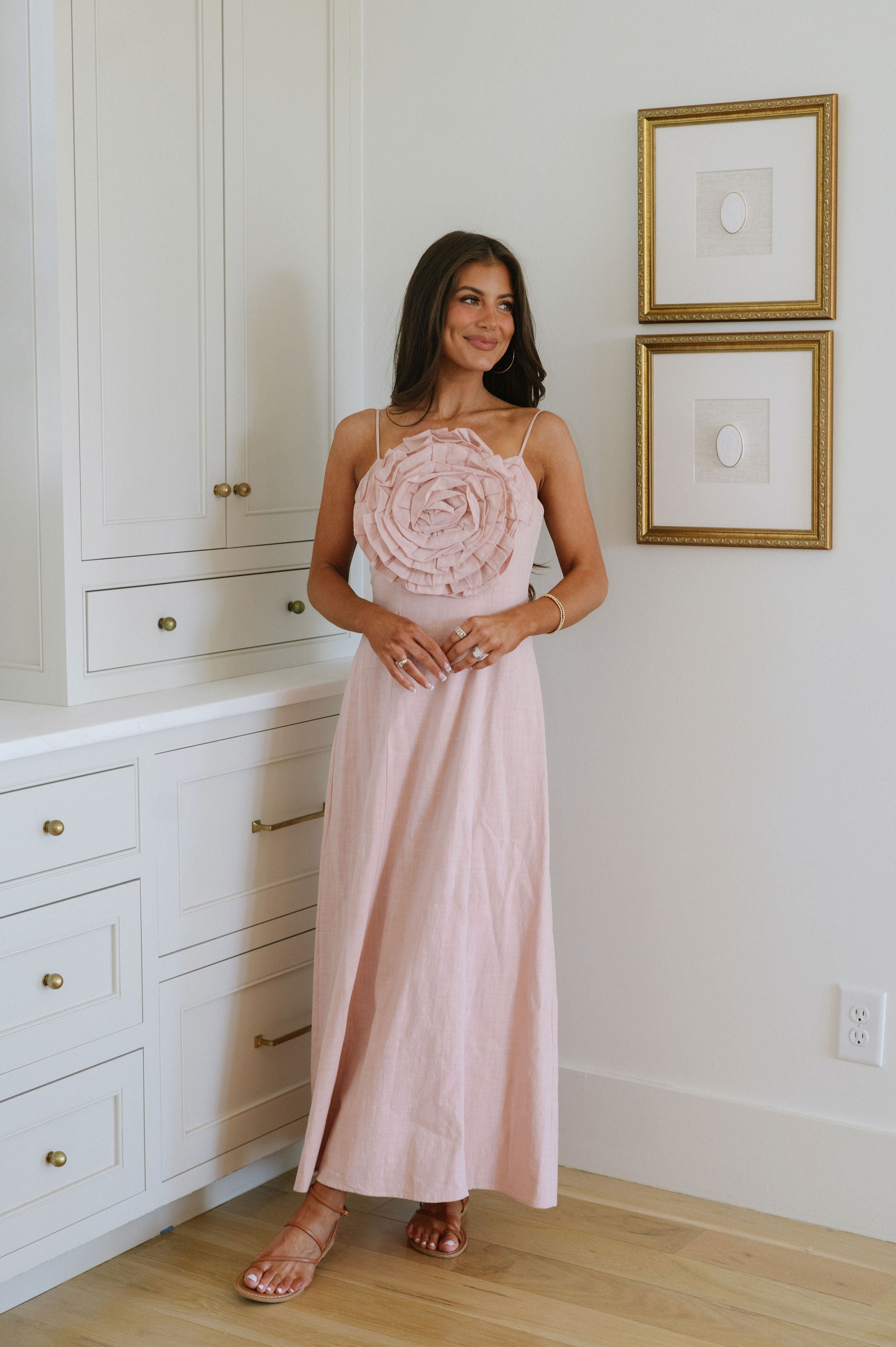 Lillian Statement Maxi Dress-Blush