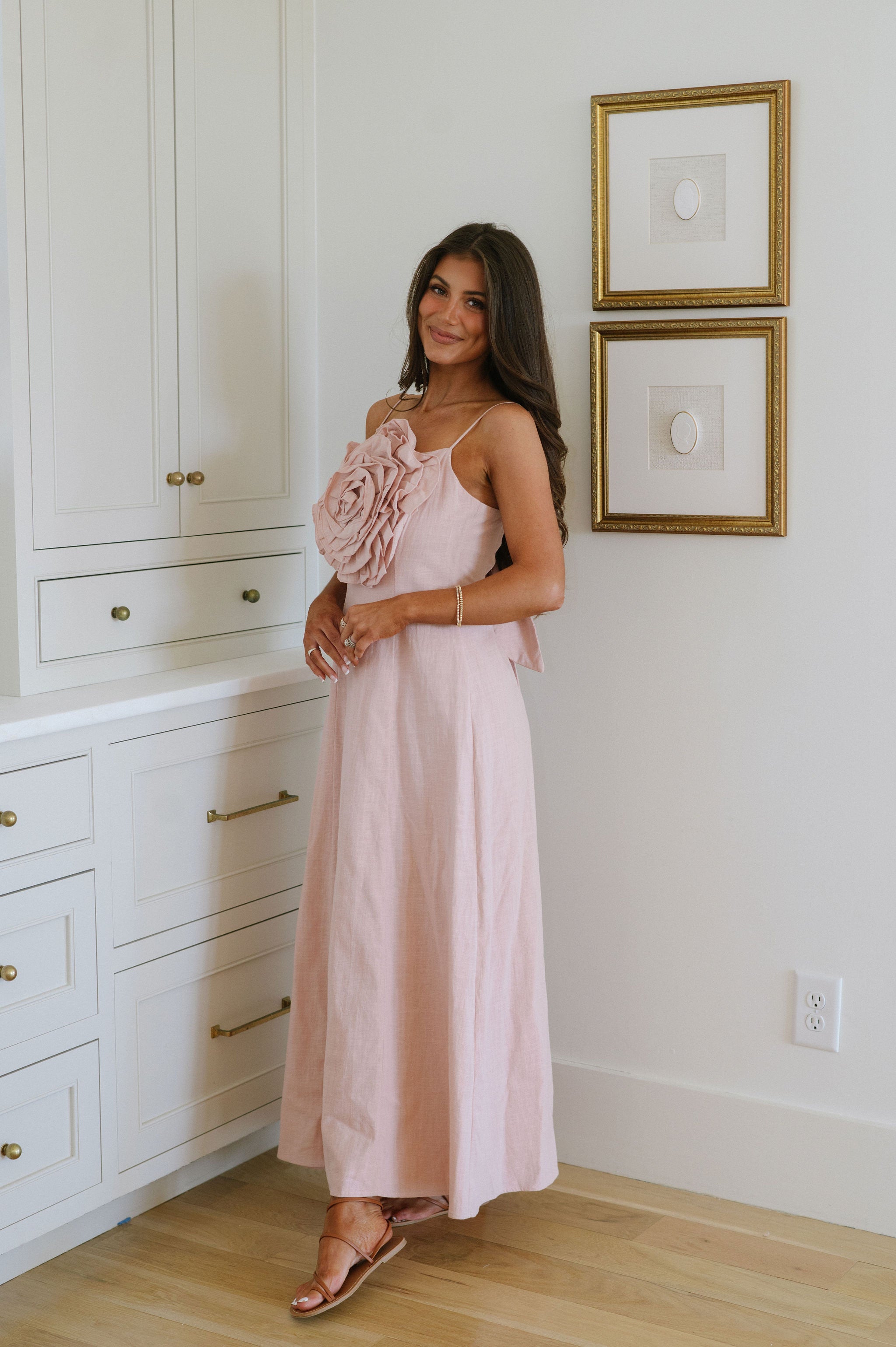 Lillian Statement Maxi Dress-Blush