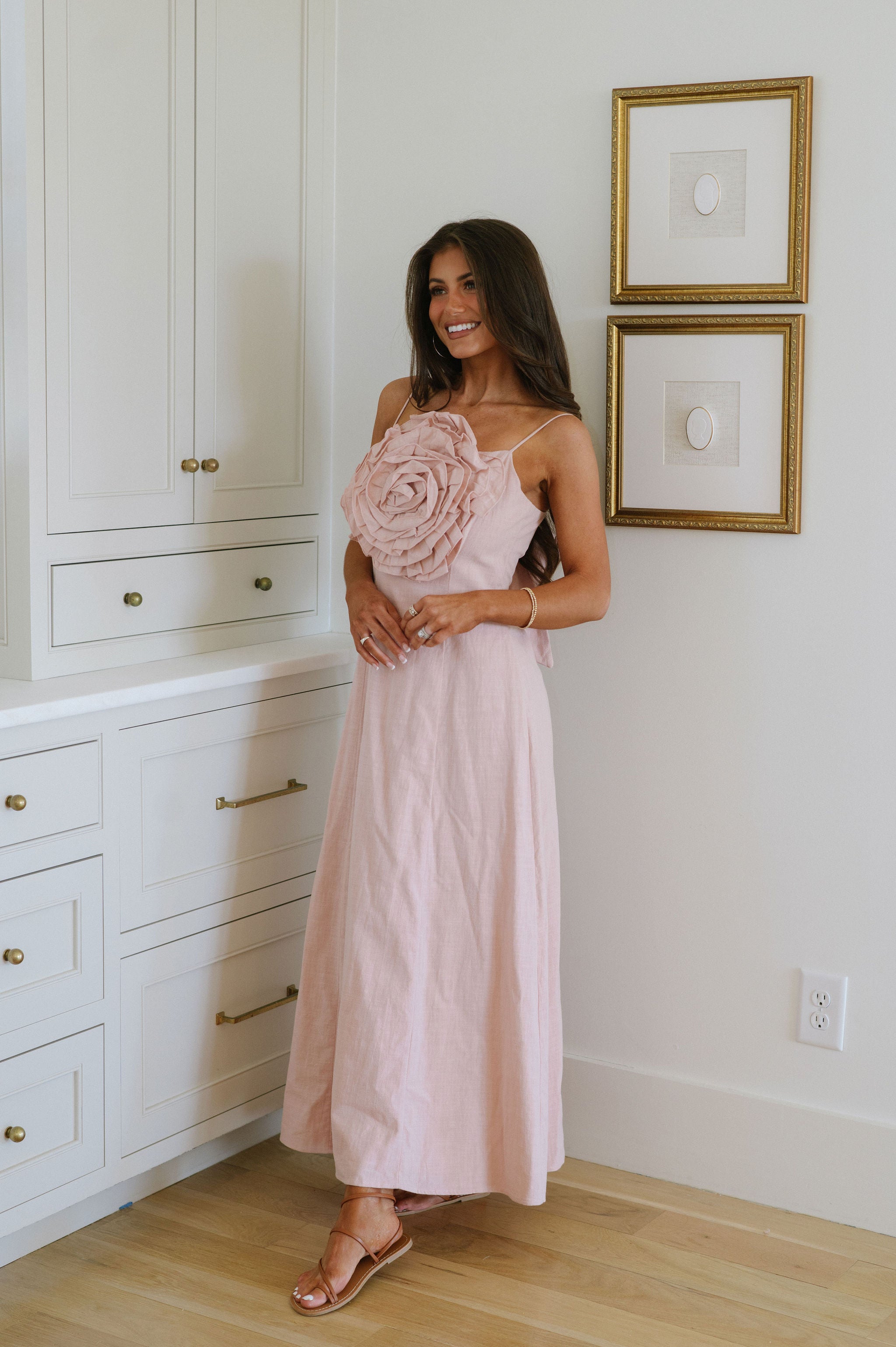 Lillian Statement Maxi Dress-Blush