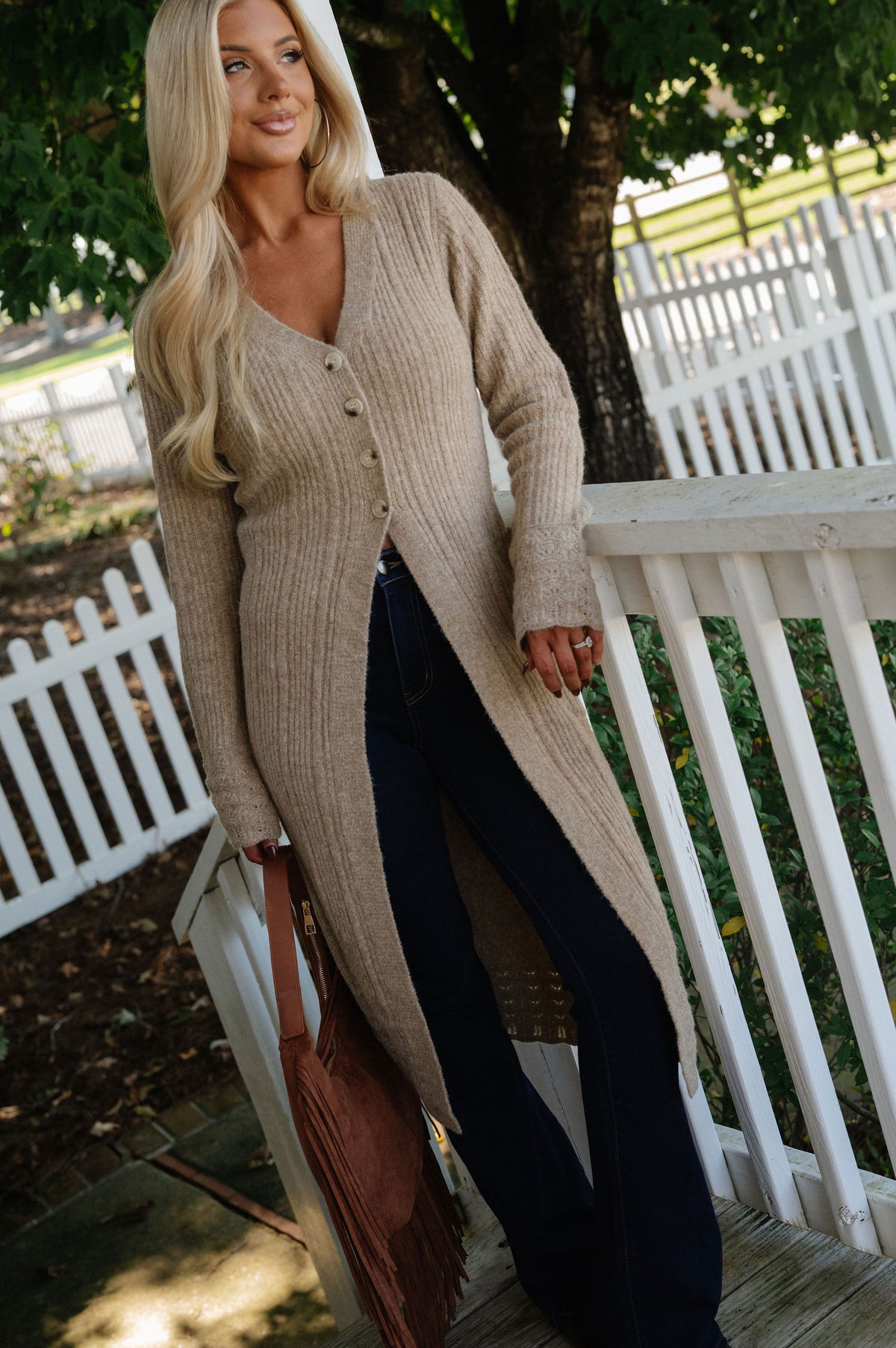 Mia Knit Cardigan-Taupe