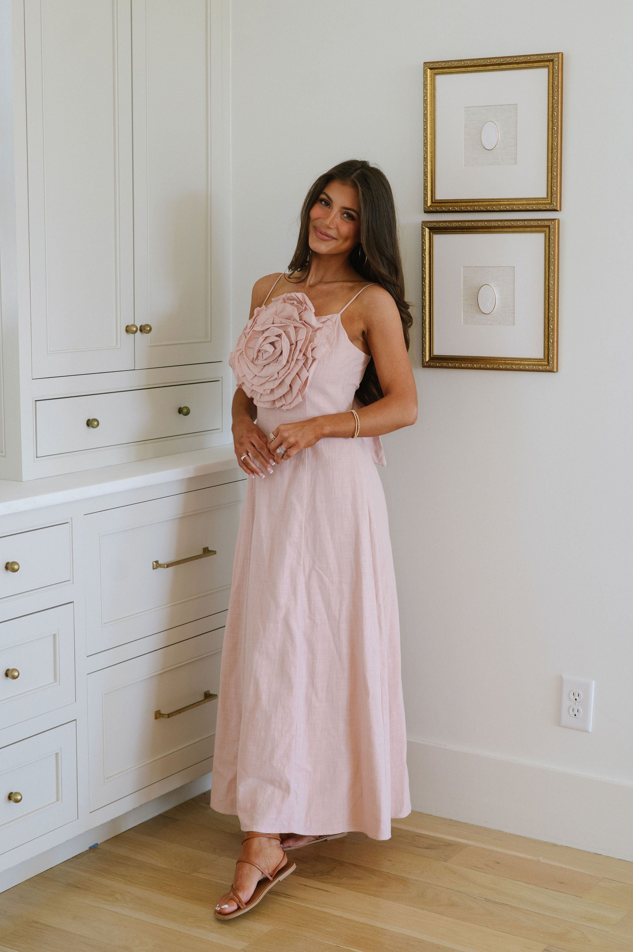 Lillian Statement Maxi Dress-Blush