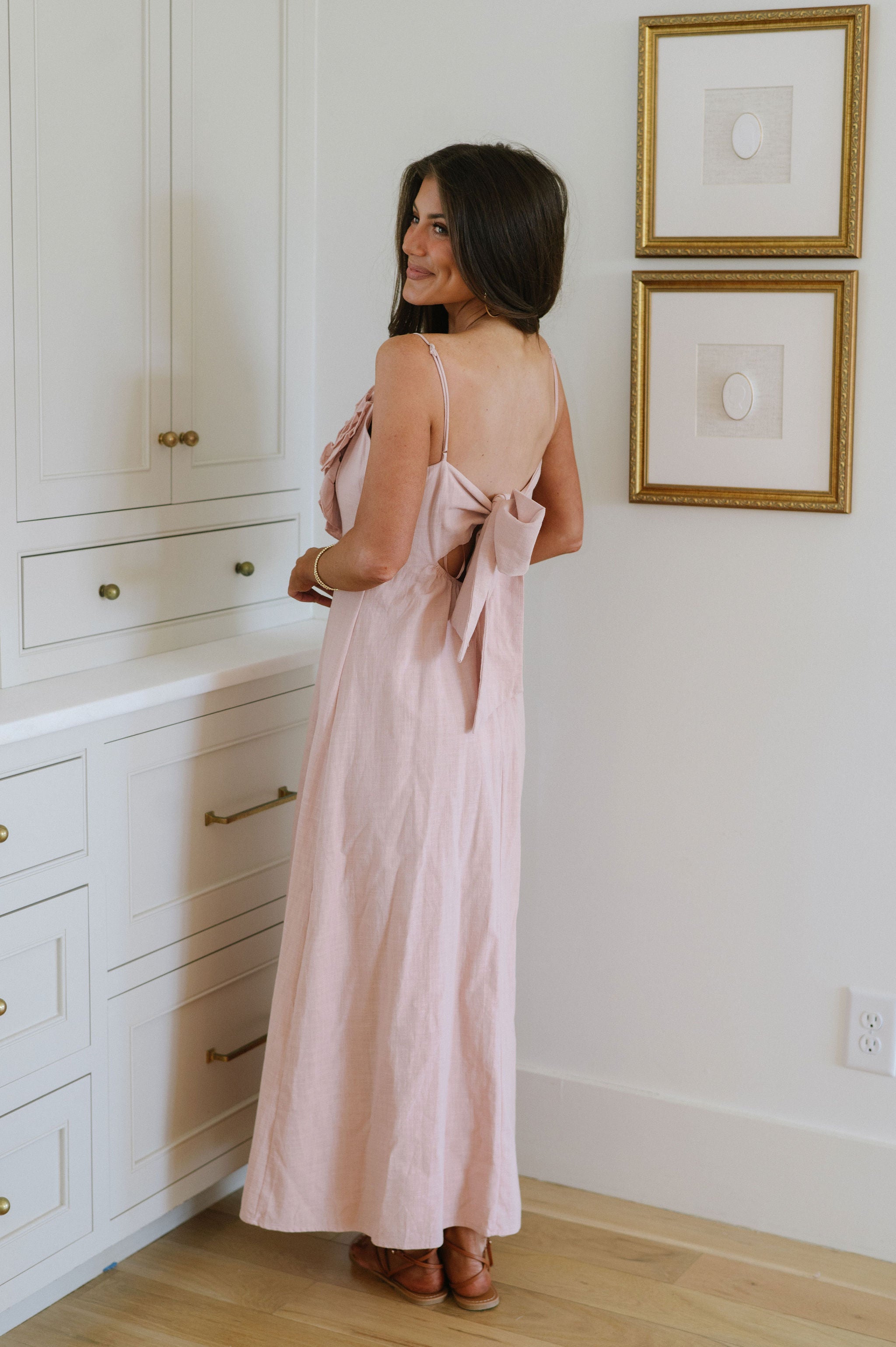 Lillian Statement Maxi Dress-Blush