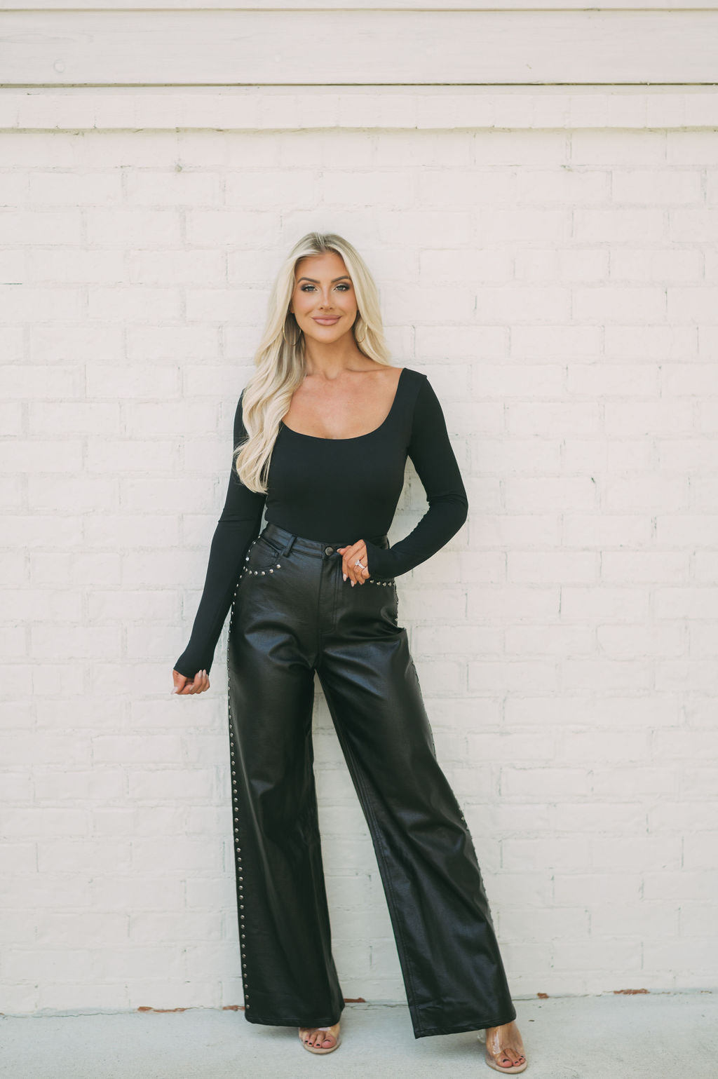 Leather studded clearance pants