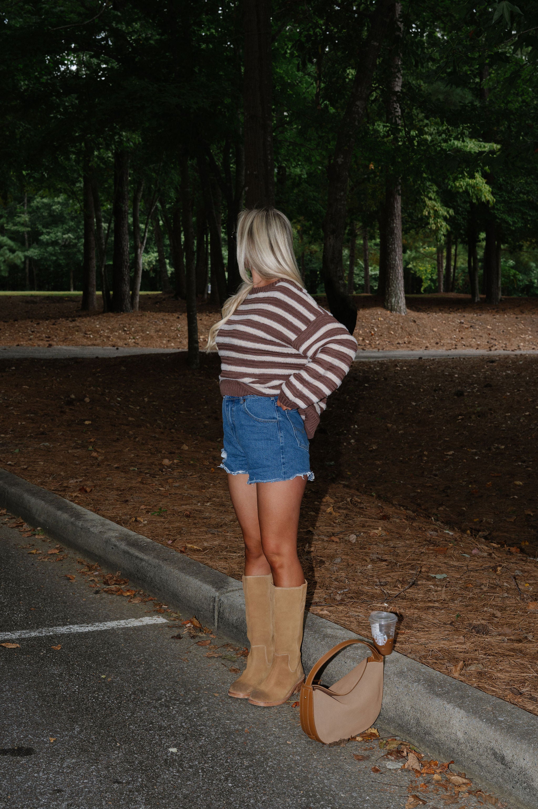 Benny Ribbed Striped Sweater-Brown/Ecru