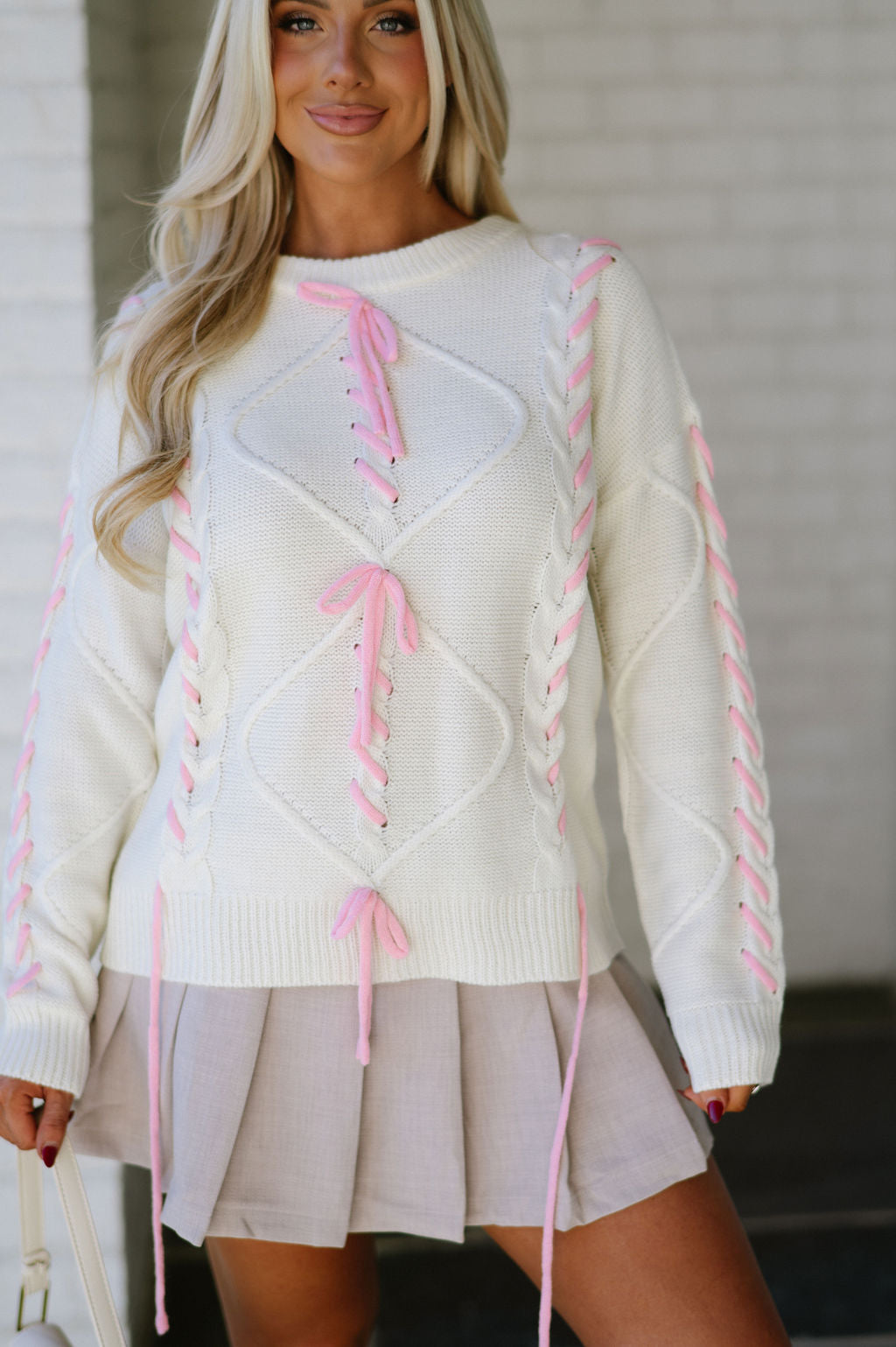 Ballerina Cable Knit Sweater-Cream